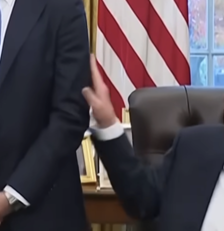 Donald Trump touches Zohran Mamdani's arm during a meeting in the Oval Office of the White House on November 21, 2025 | Source: YouTube/@AssociatedPress