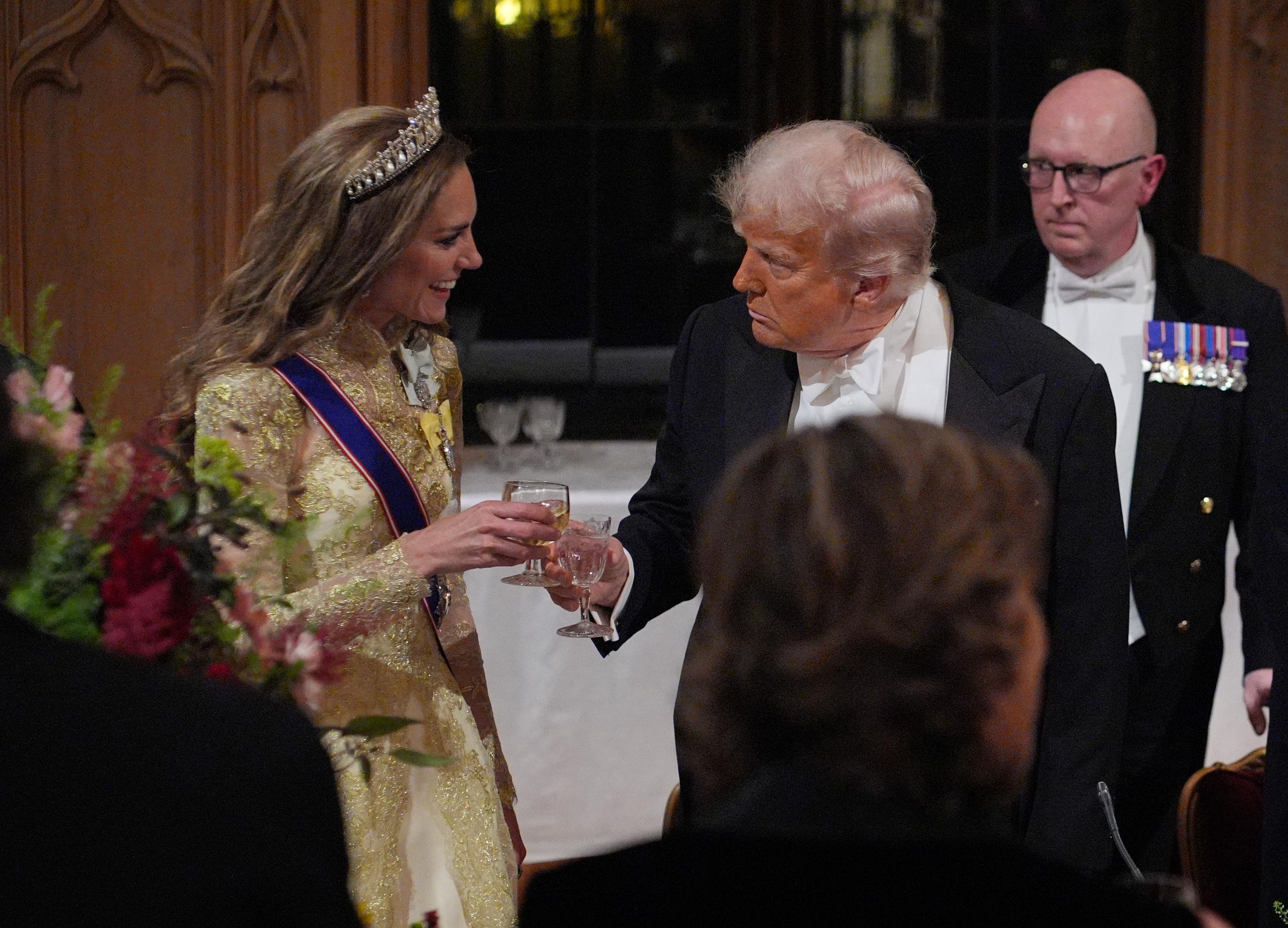 Catherine, Princess of Wales, and President Donald Trump during the State Banquet at Windsor Castle on September 17, 2025, in England. | Source: Getty Images
