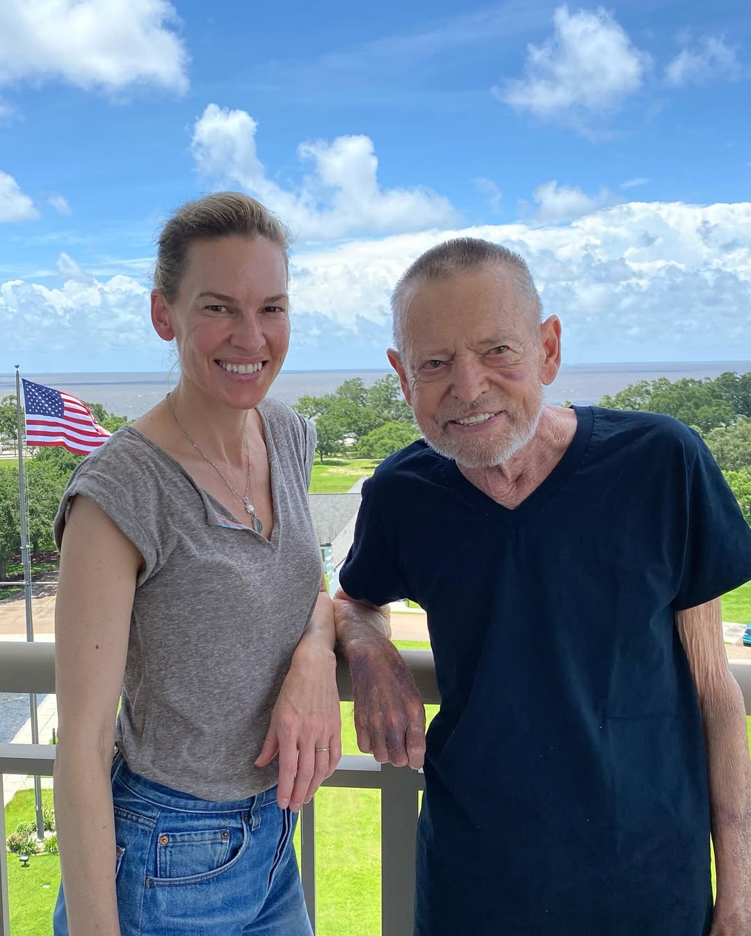 Hilary Swank and her father on a photo dated April 16, 2023