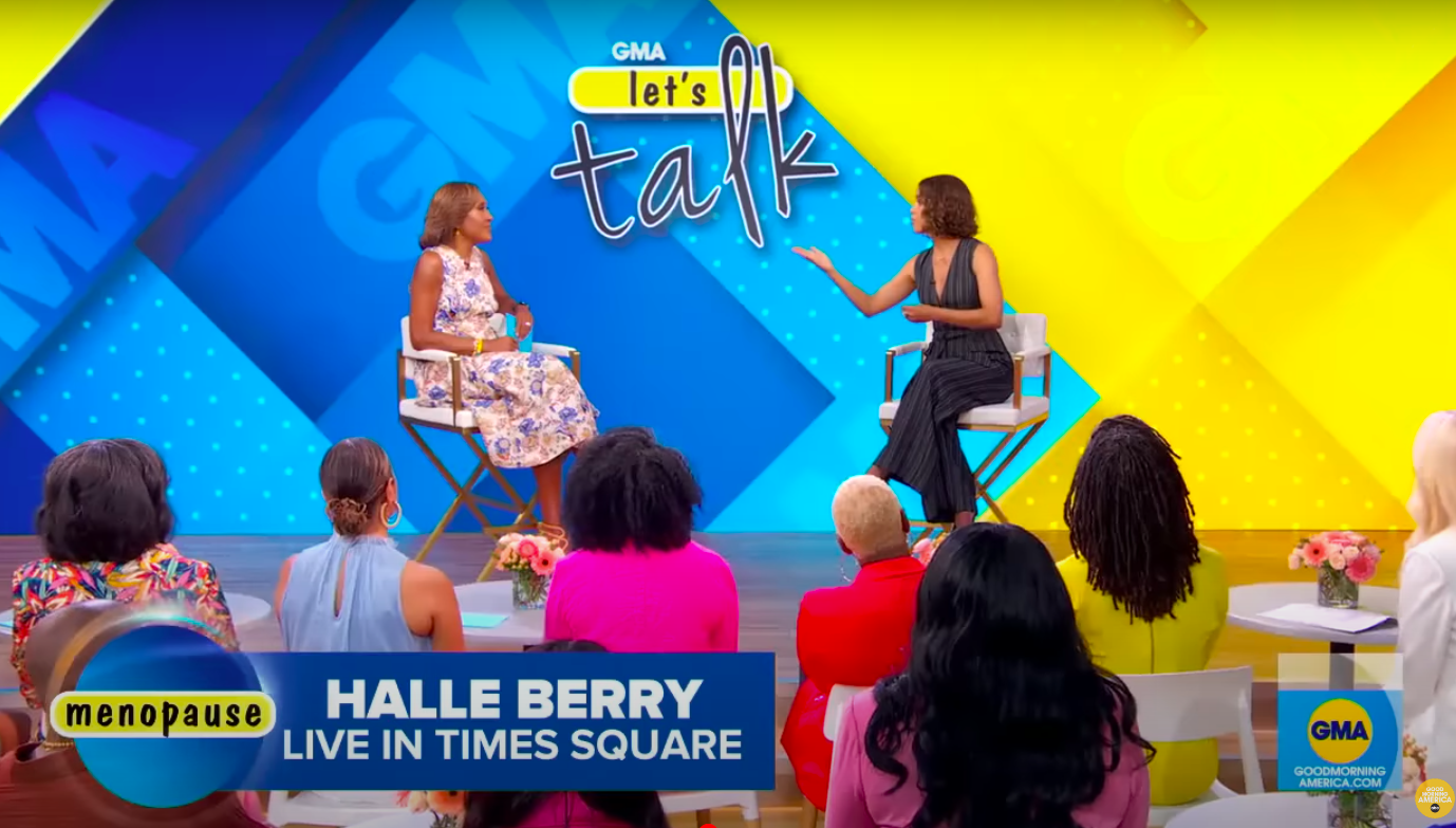 Robin Roberts and Halle Berry speaking about menopause on "Good Morning America," posted on August 15, 2024. | Source: YouTube/Good Morning America