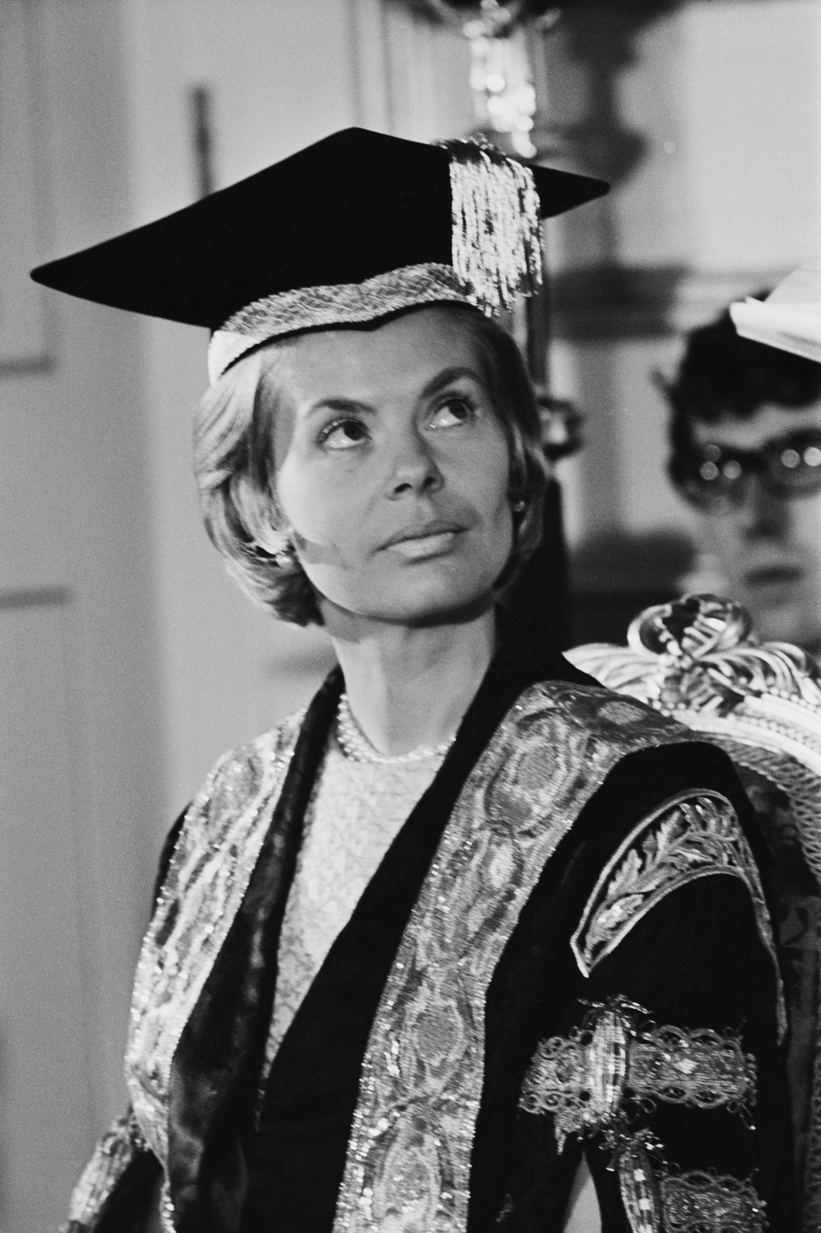 The Duchess of Kent dressed in academic robes in her role as the Chancellor of Leeds University on October 25, 1967, in Leeds, United Kingdom. | Source: Getty Images Source: