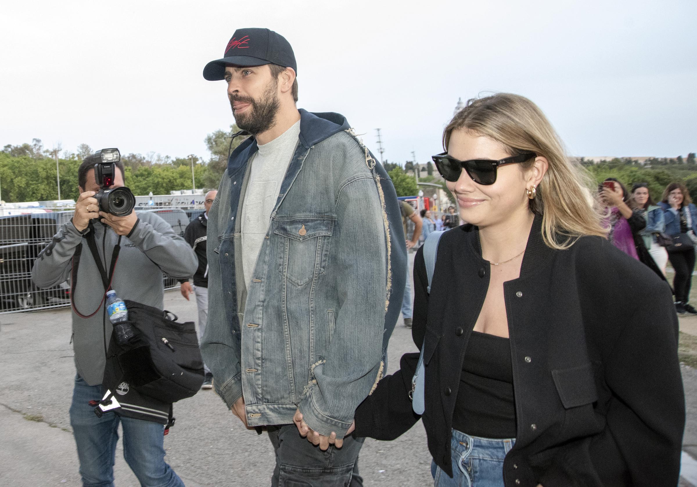 Gerard Piqué and Clara Chía Martí at the Olympic Stadium of Montjuic to attend the Coldplay concert on May 28, 2023, in Barcelona, Spain. | Source: Getty Images