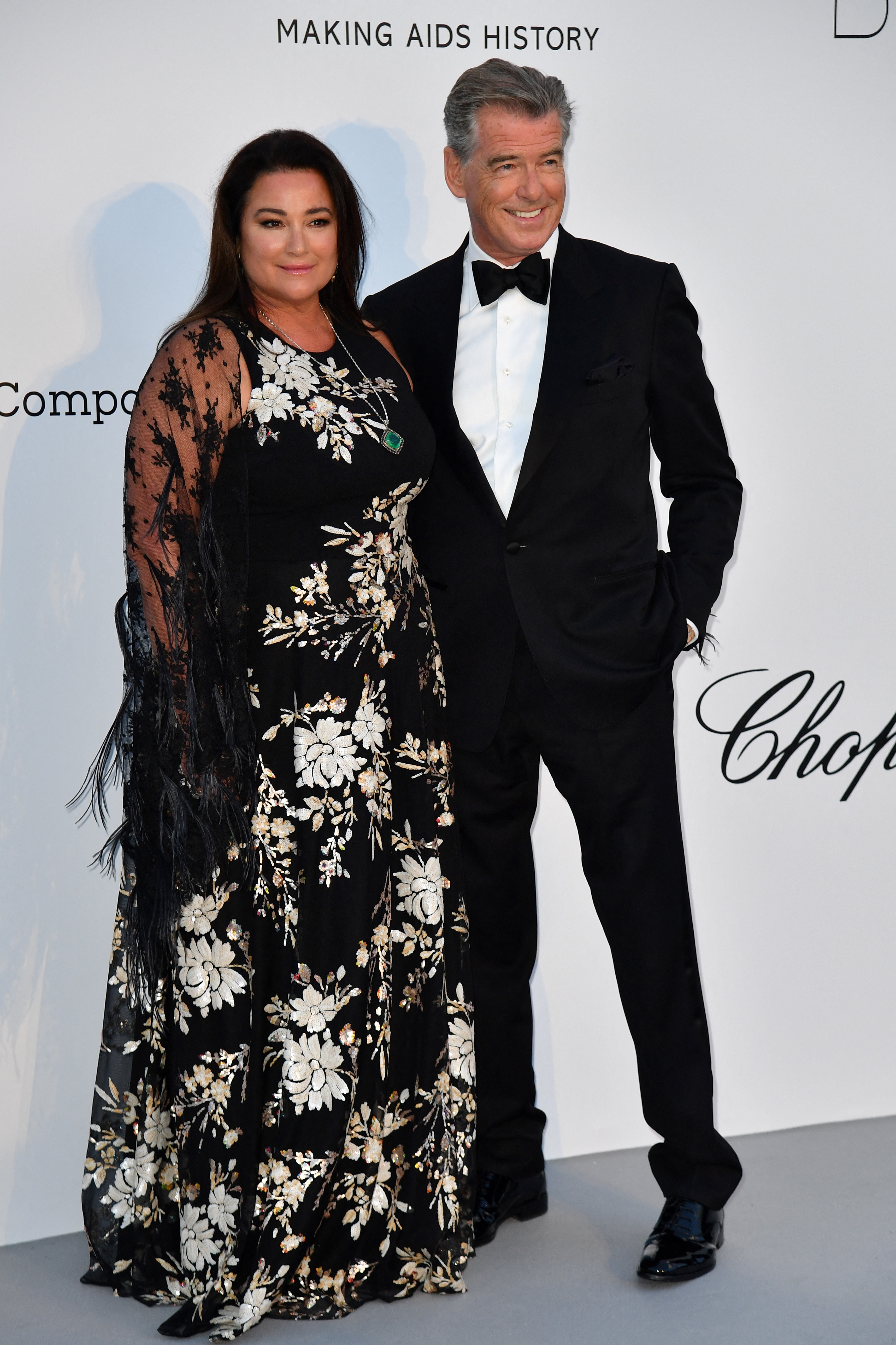 Keely Shaye Smith and Pierce Brosnan arrive at the amfAR 25th Annual Cinema Against AIDS gala on May 17, 2018, in France. | Source: Getty Images
