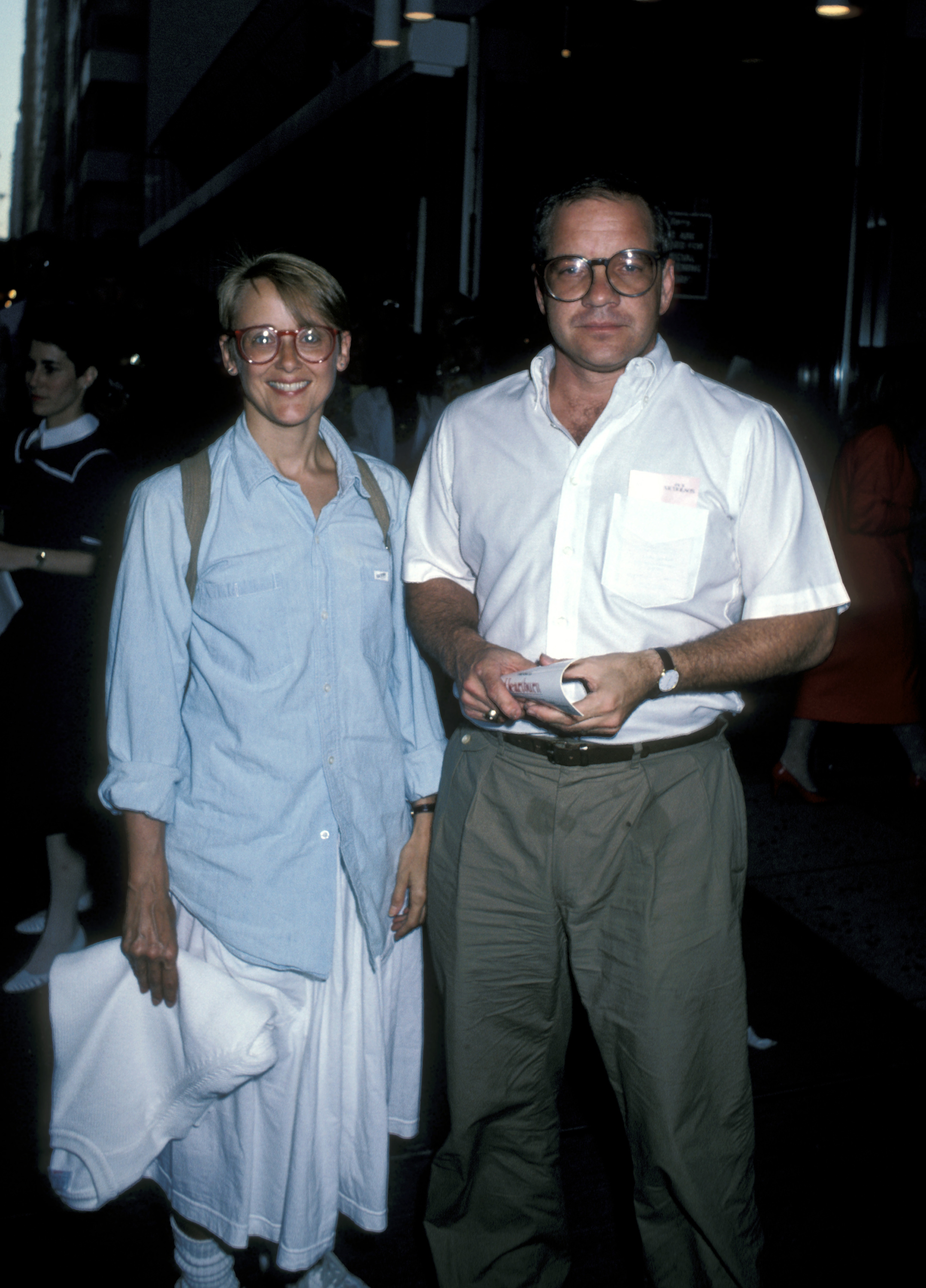 Mary Beth Hurt and Paul Schrader pose together at the premiere of "Heartburn" in New York City in 1986. The couple dons casual ensembles for the event.