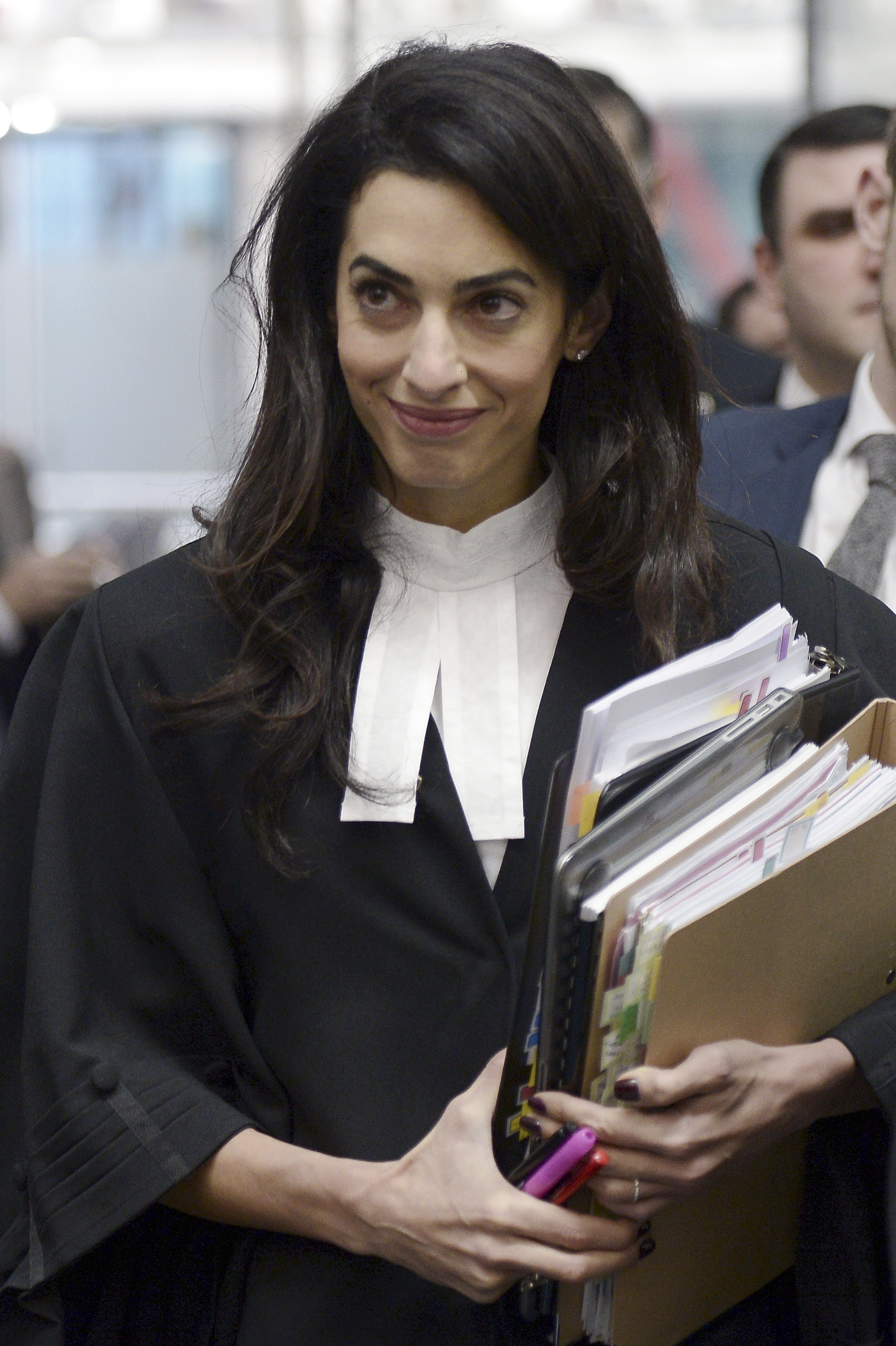 Amal Clooney at the European Court of Human Rights on January 28, 2015 in Strasbourg, France | Source: Getty Images