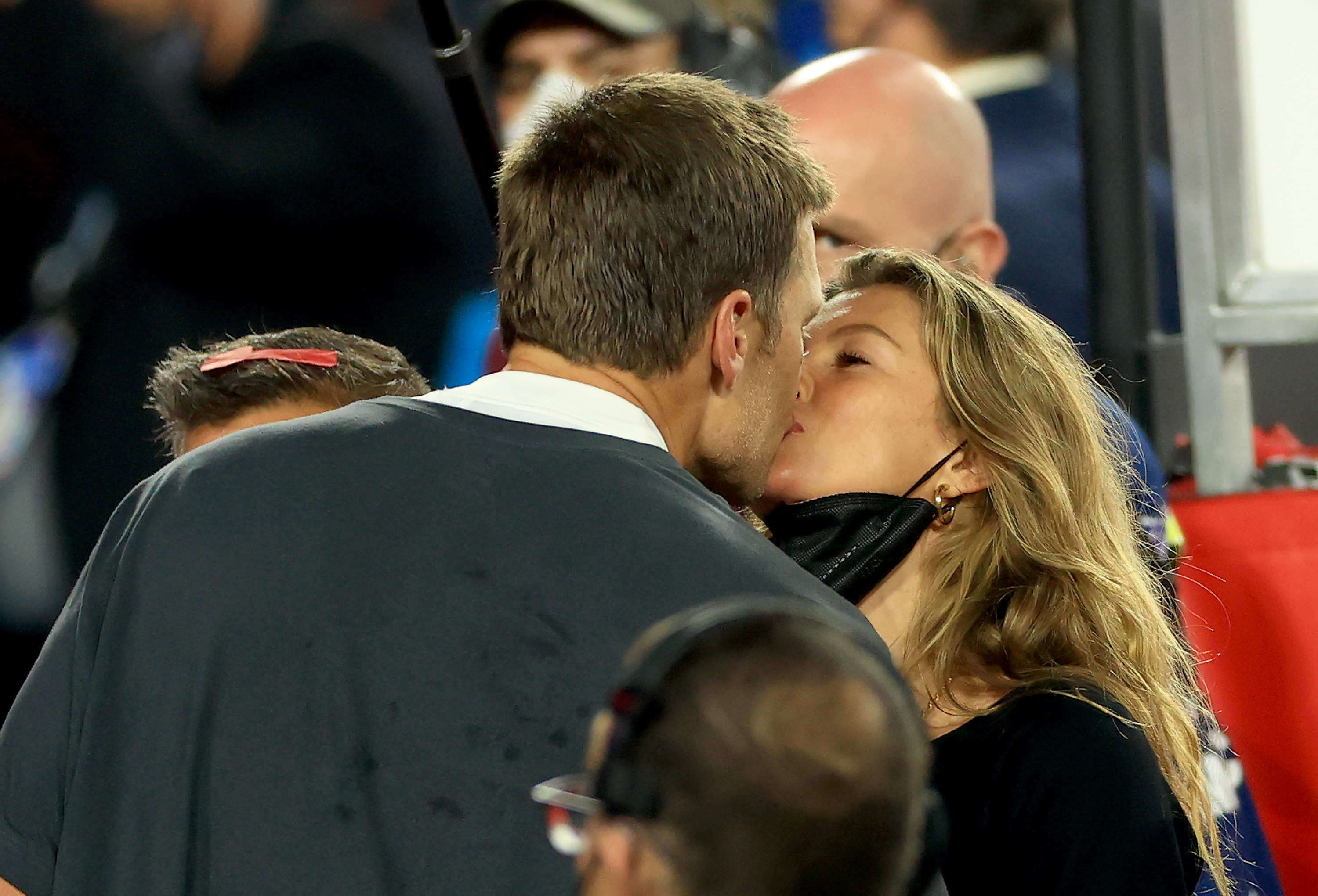 Tom Brady and Gisele Bündchen celebrate after the Tampa Bay Buccaneers' Super Bowl LV victory at Raymond James Stadium on February 7, 2021, in Tampa, Florida, years after Brady welcomed his son Jack with Bridget Moynahan. | Source: Getty Images