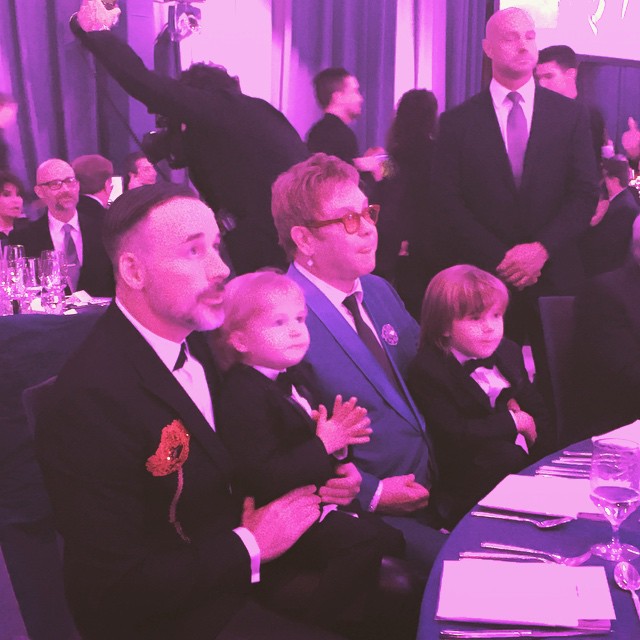 David Furnish and Elton John with their sons from a post dated February 23, 2015. | Source: Instagram/eltonjohn