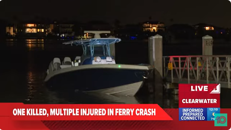 The boat that crashed into the ferry, from a post dated April 28, 2025 | Source: Youtube/@10TampaBay