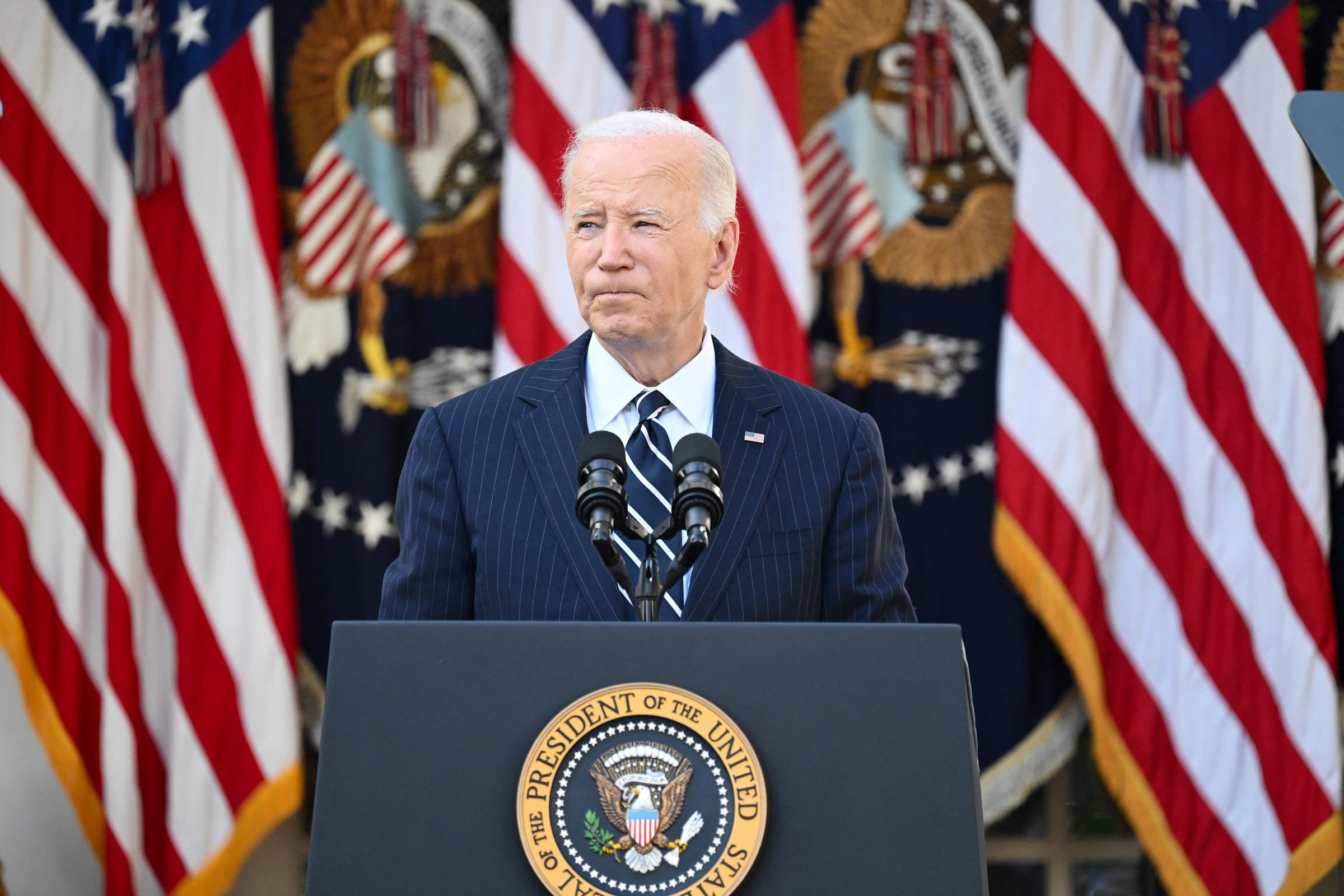 Joe Biden addressing the nation from the Rose Garden of the White House after Donald Trump won the presidential election in Washington, D.C., on November 7, 2024. | Source: Getty Images