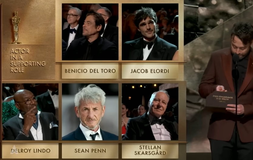 Kieran Culkin on stage at the Oscars announcing the award for Best Actor in a Supporting Role on Mrch 15, 2026 | Source: YouTube/Oscars