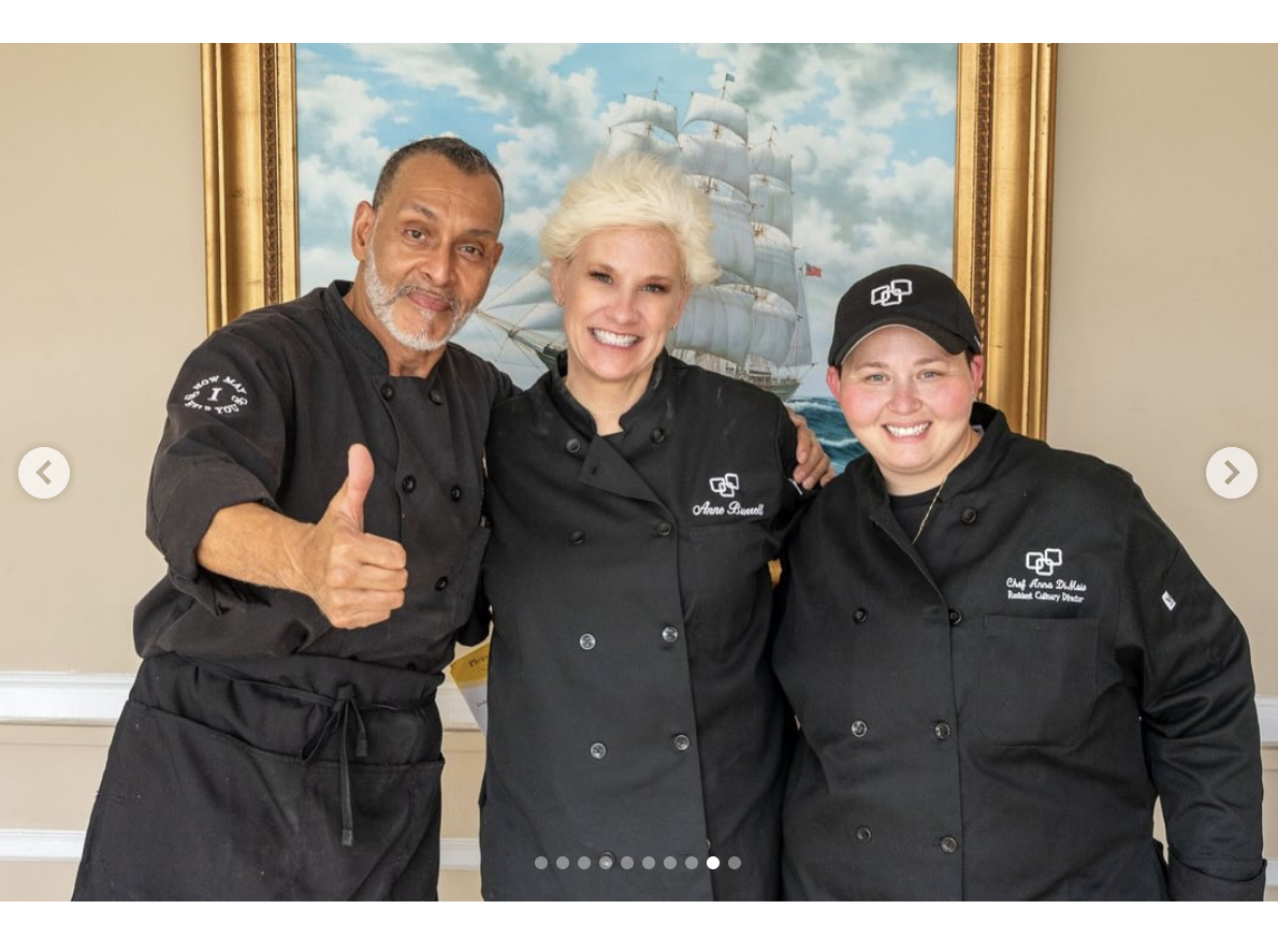 Anne Burrell is pictured with two other cooking experts in a photo dated June 11, 2025 | Source: Instagram/careritecenters