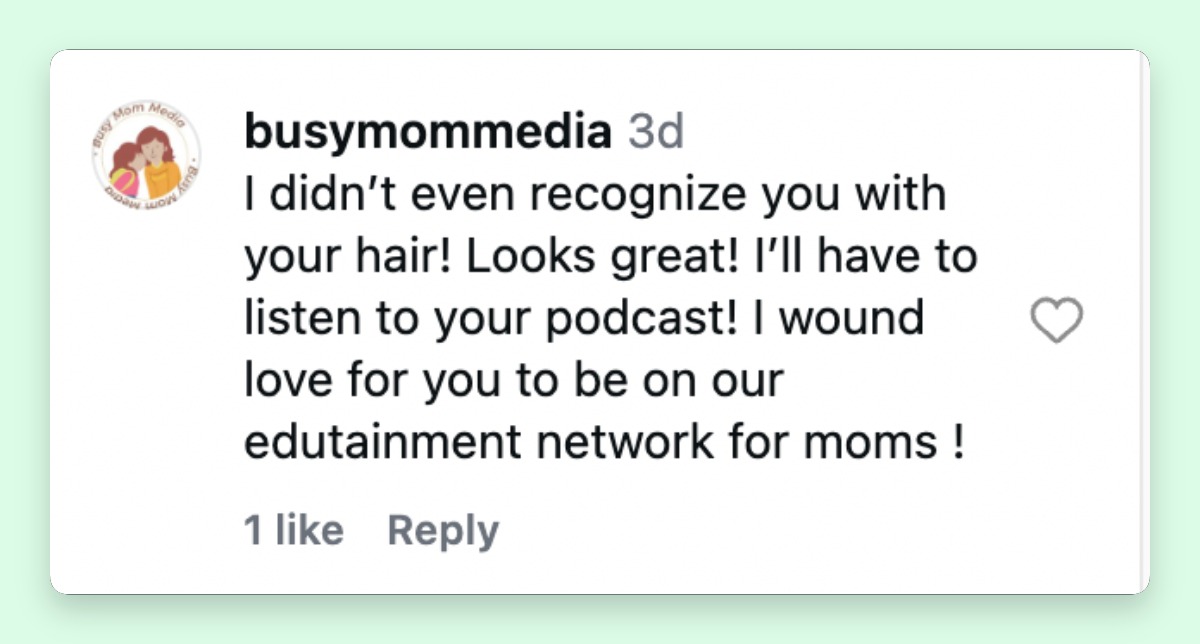 This Instagram comment echoed the surprise many fans expressed after Roseanne Barr unveiled her silver-haired look, with one follower admitting they barely recognized her before praising both her new hairstyle and the podcast announcement. | Source: Instagram/officialroseannebarr