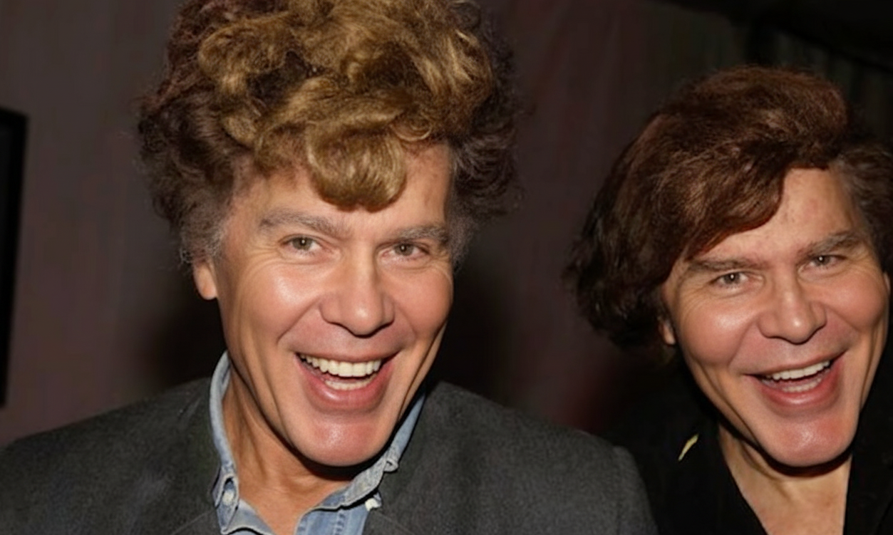 Igor and Grichka Bogdanoff display natural signs of aging, with gentle lines around their eyes and cheeks that appear when they laugh. Their faces look relaxed, with visible eyes and non-puffy cheeks that reflect the passage of time. | Source: Gemini AI.