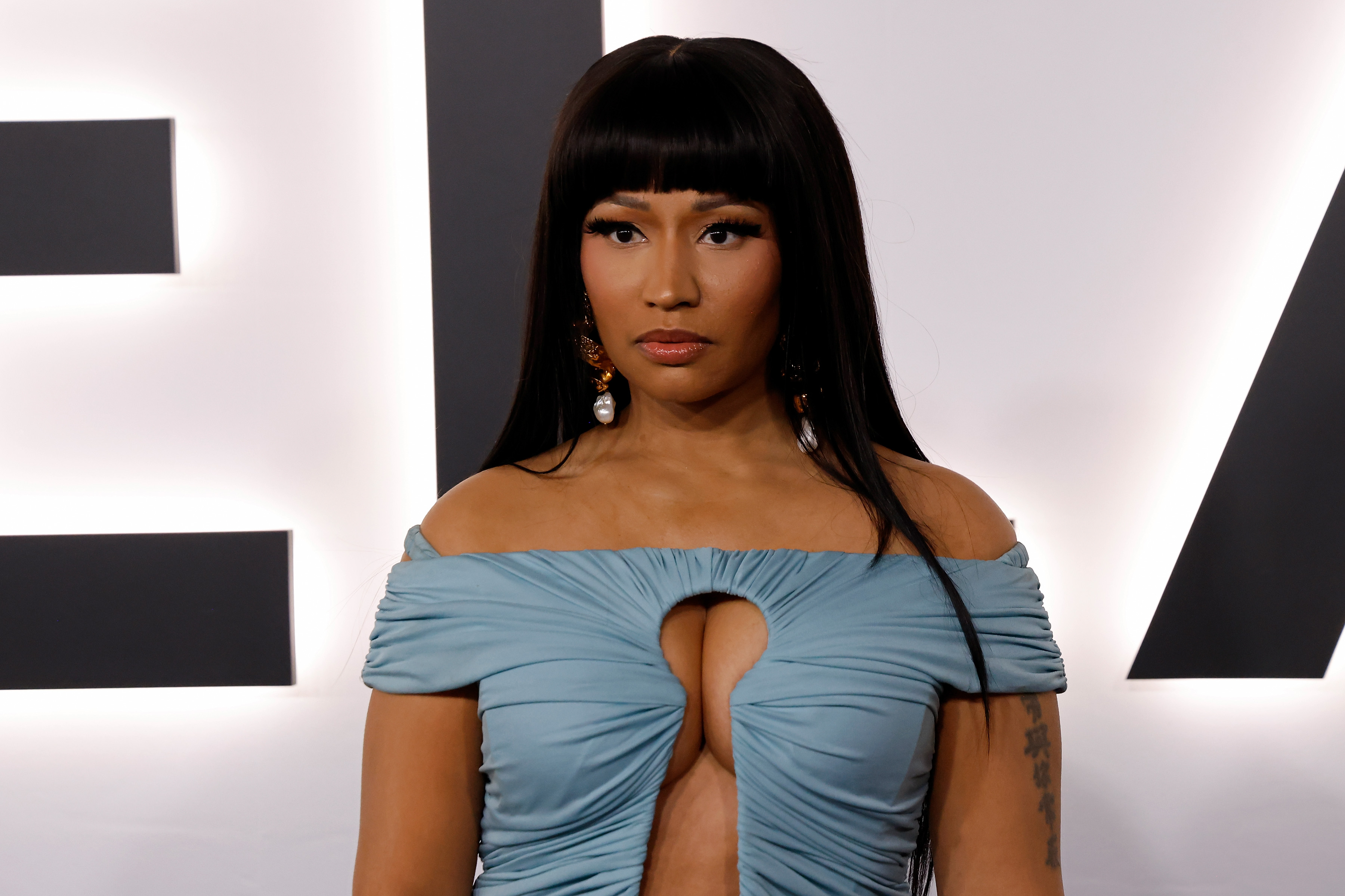 Nicki Minaj looks on at the premiere of "Melania" on January 29, 2026 | Source: Getty Images