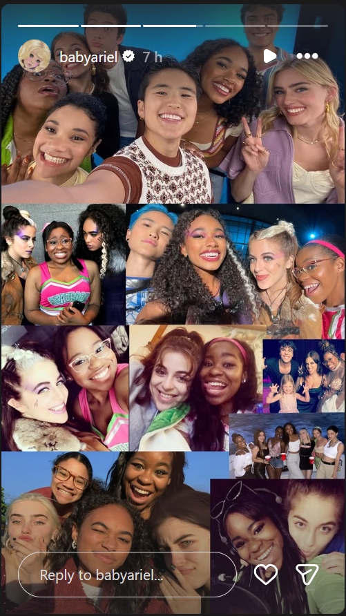 Ariel Rebecca shared a collage of Carla Jeffery with friends and Zombies castmates, preserving a collection of candid moments from the years they spent together. | Source: Instagram/babyariel