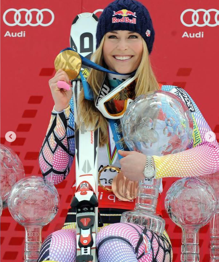 Lindsey Vonn photographs with her medals, from a post dated February 1, 2019. | Source: Instagram/lindseyvonn