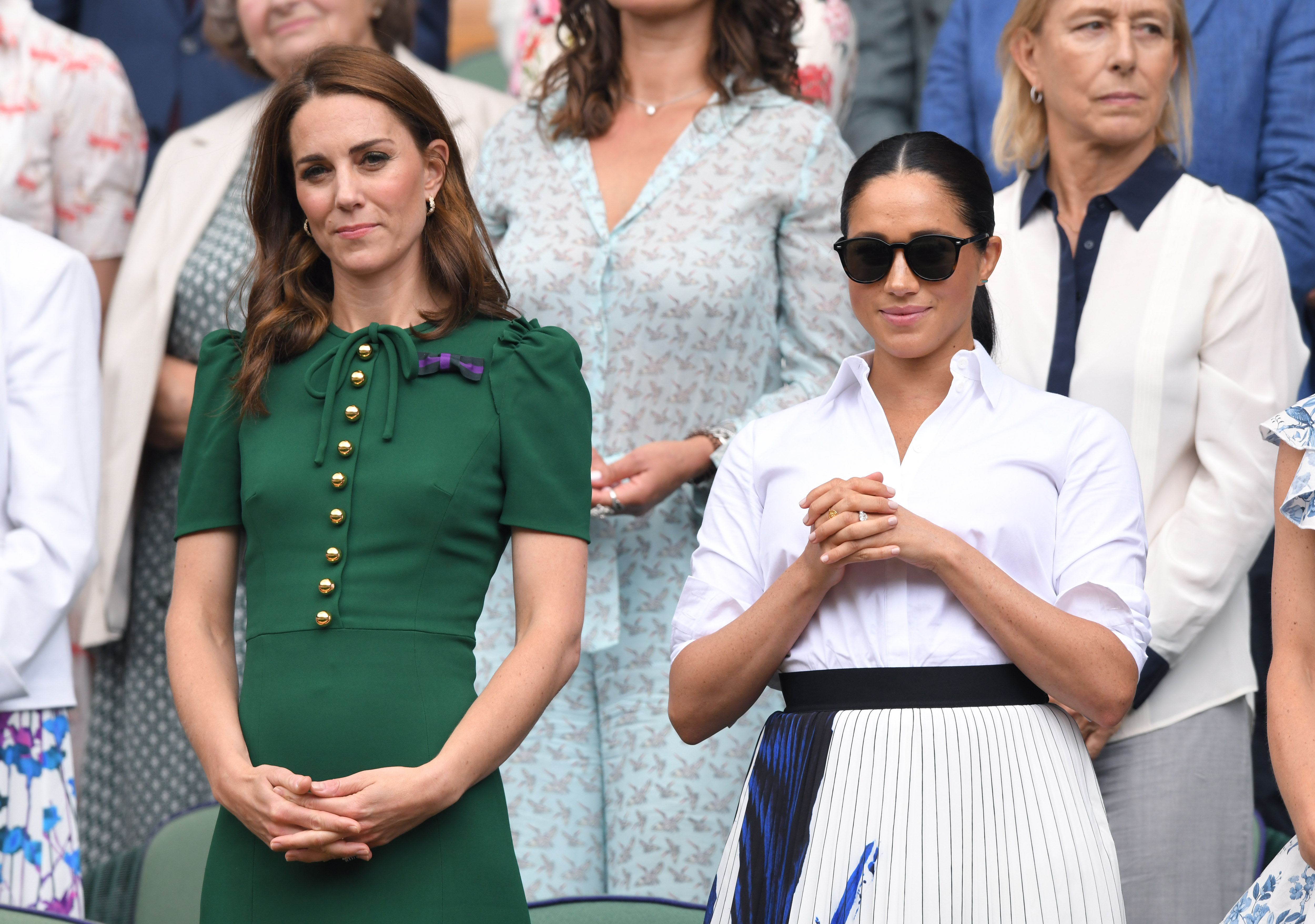 Meghan joined Catherine, then Duchess of Cambridge, at the Wimbledon women's singles final on July 13, 2019. Simona Halep defeated Serena Williams to win her first Wimbledon singles title that day. | Source: Getty Images.