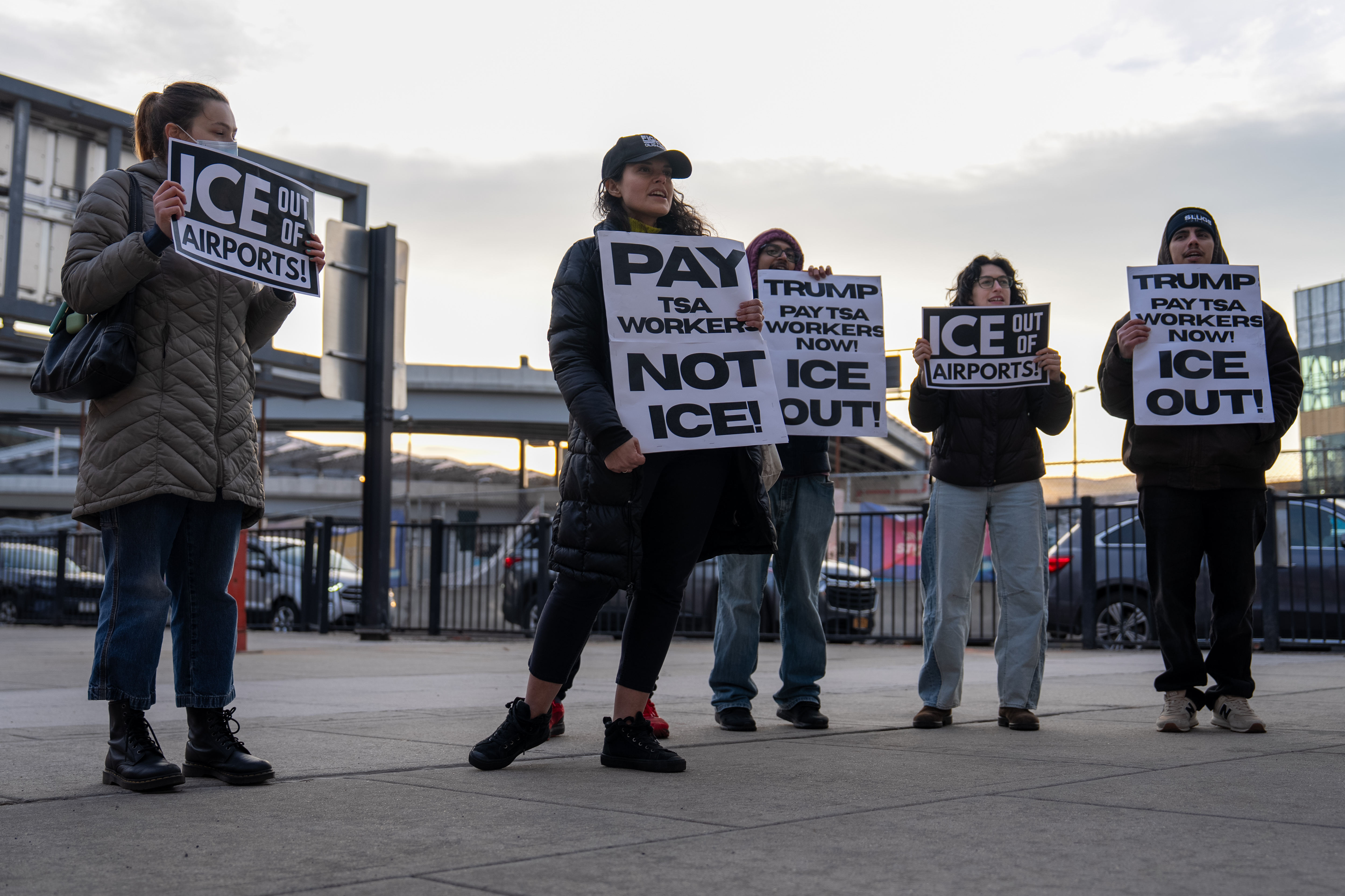 Protestors gather at JFK airport demanding for I.C.E. to be removed and T.S.A. workers to be paid on March 25, 2026 | Source: Getty Images