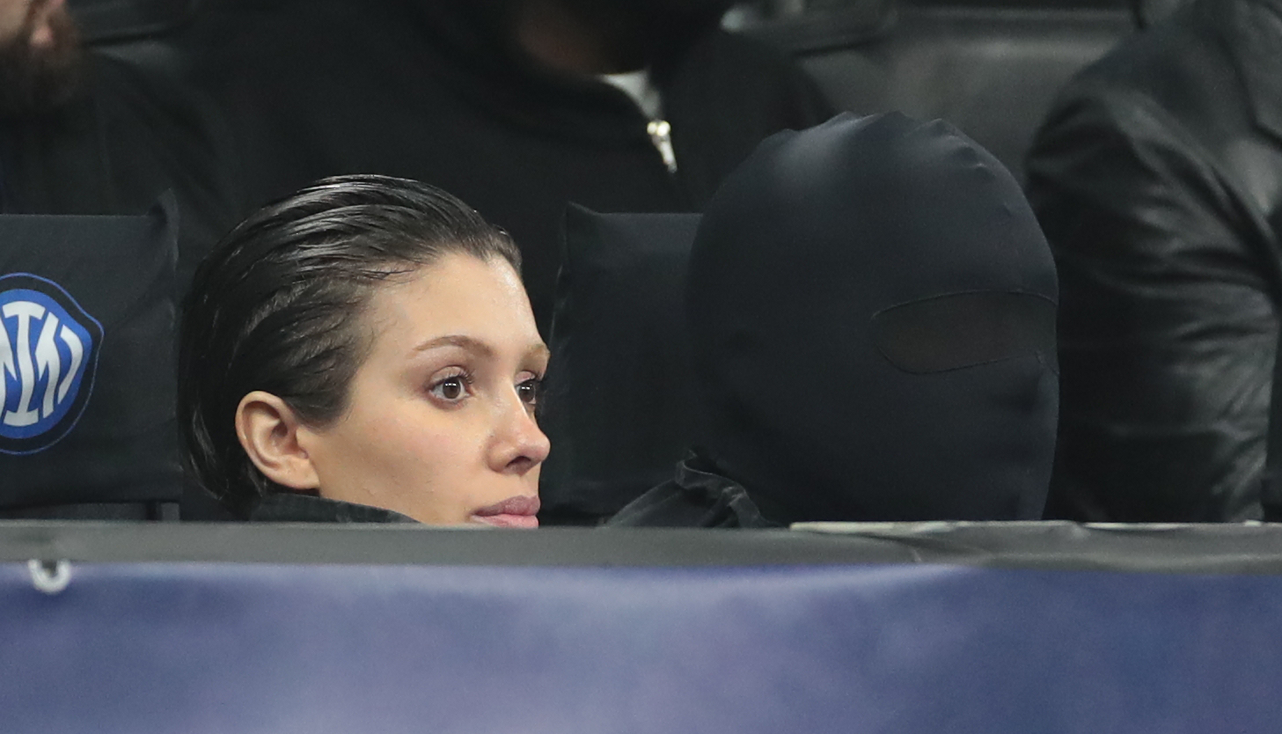 Bianca Censori sits beside Kanye West during the UEFA Champions League match in Milan on February 20, 2024 | Source: Getty Images