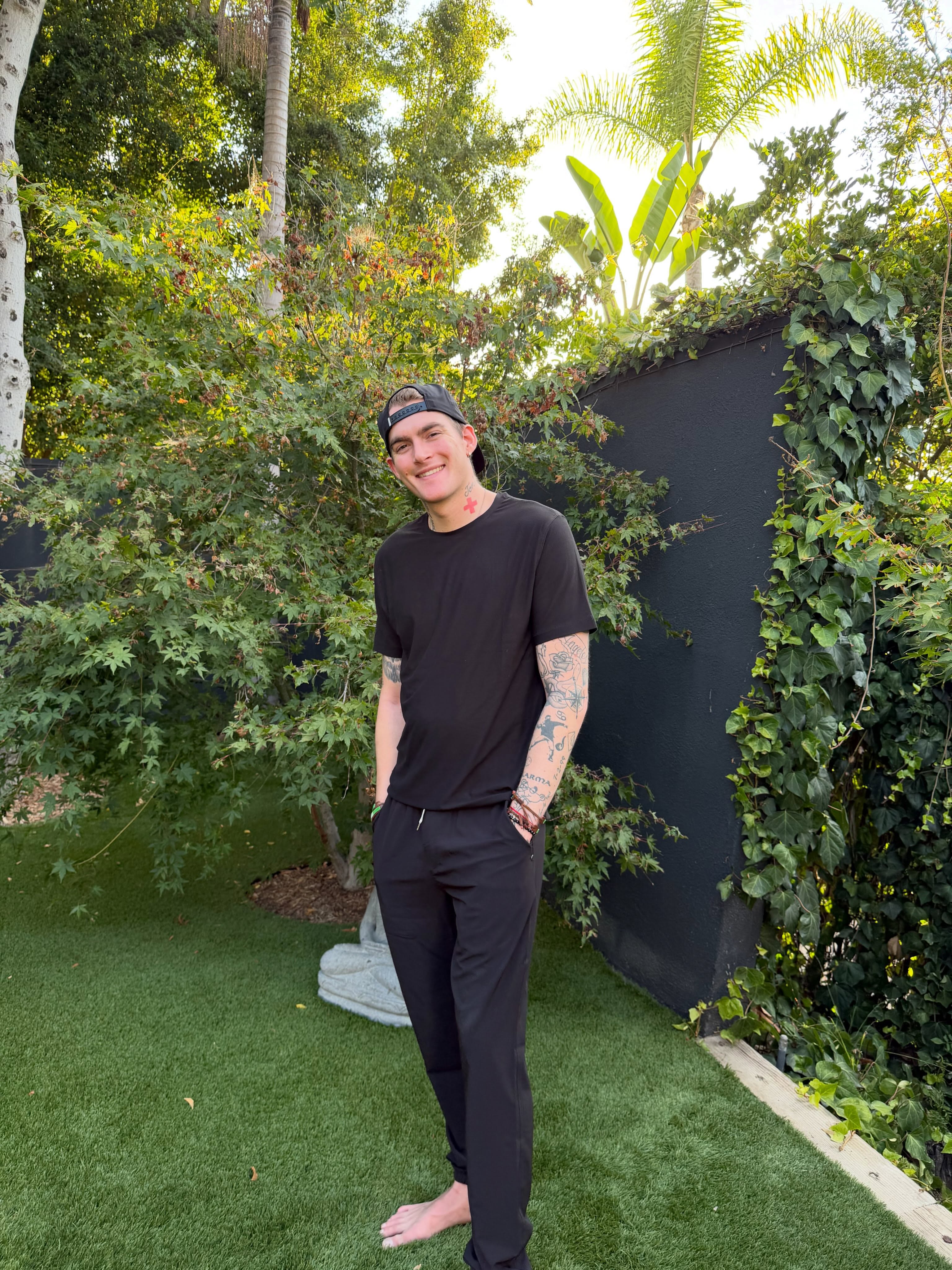 Presley Gerber smiles brightly for the lens in a relaxed garden snapshot from his final social media post. | Source: Instagram/presleygerber