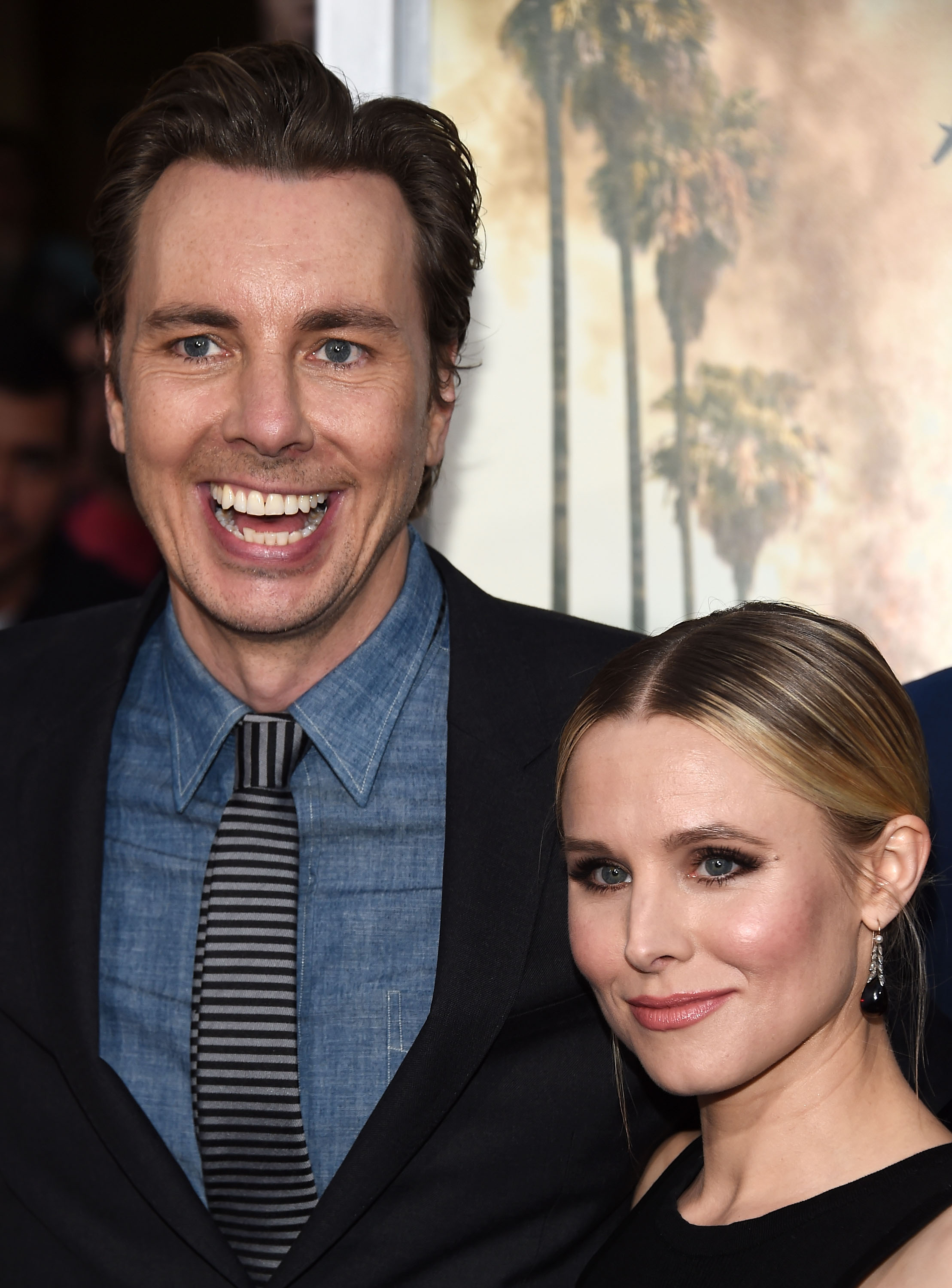 Dax Shepard beams alongside Kristen Bell at the premiere of the action-comedy "CHiPS." With a wide smile and relaxed charm, he brings personal pride and big energy to the red carpet.