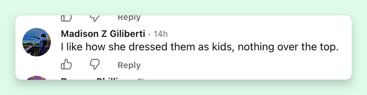 A fan praises Rihanna for keeping her children’s looks simple and age-appropriate during the family outing. | Source: Facebook/Page Six