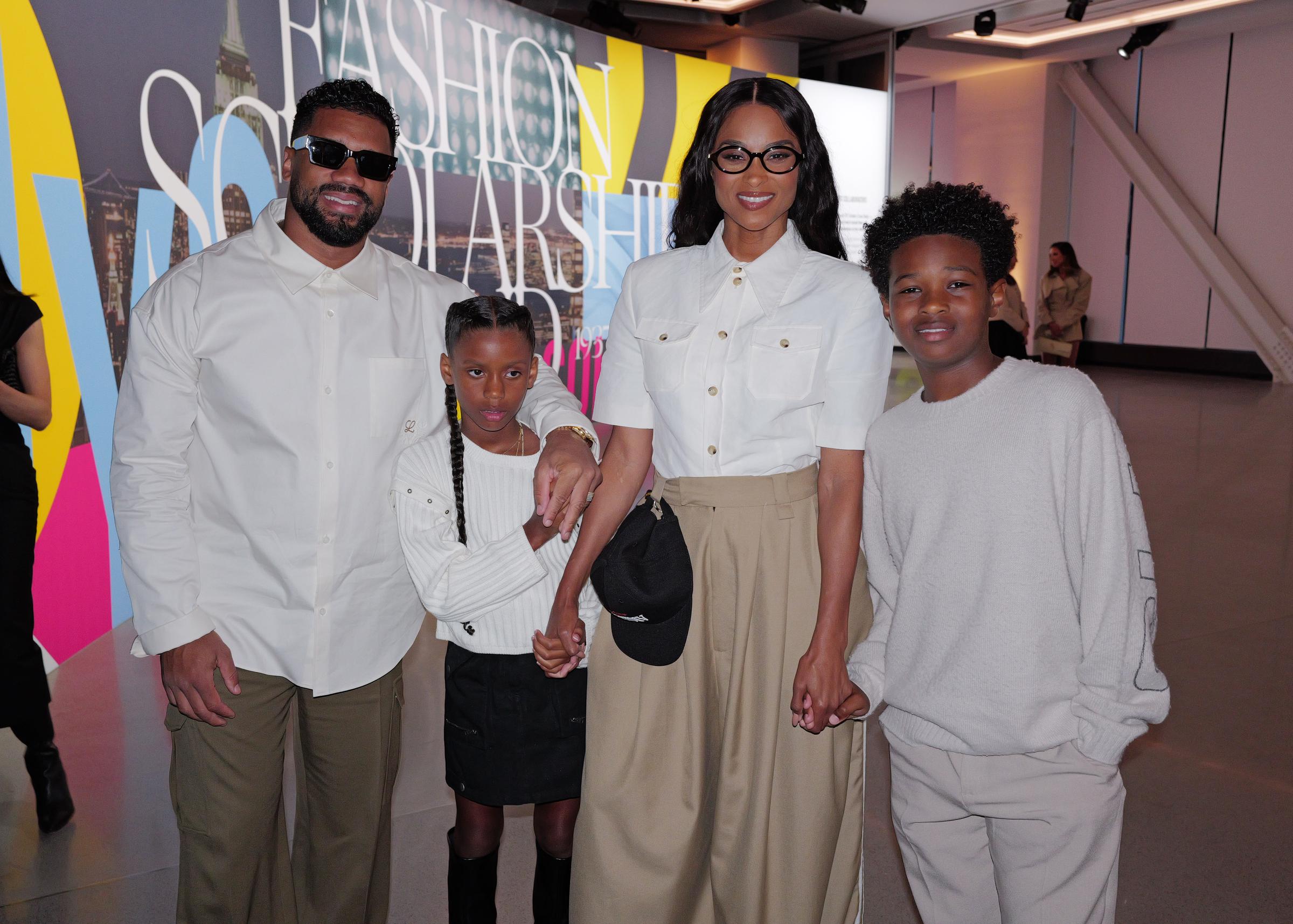 Russell Wilson, Sienna Princess Wilson, Ciara and Future Zahir Wilburn attend the Fashion Scholarship Fund annual gala at the Glasshouse on March 23, 2026, in New York City.