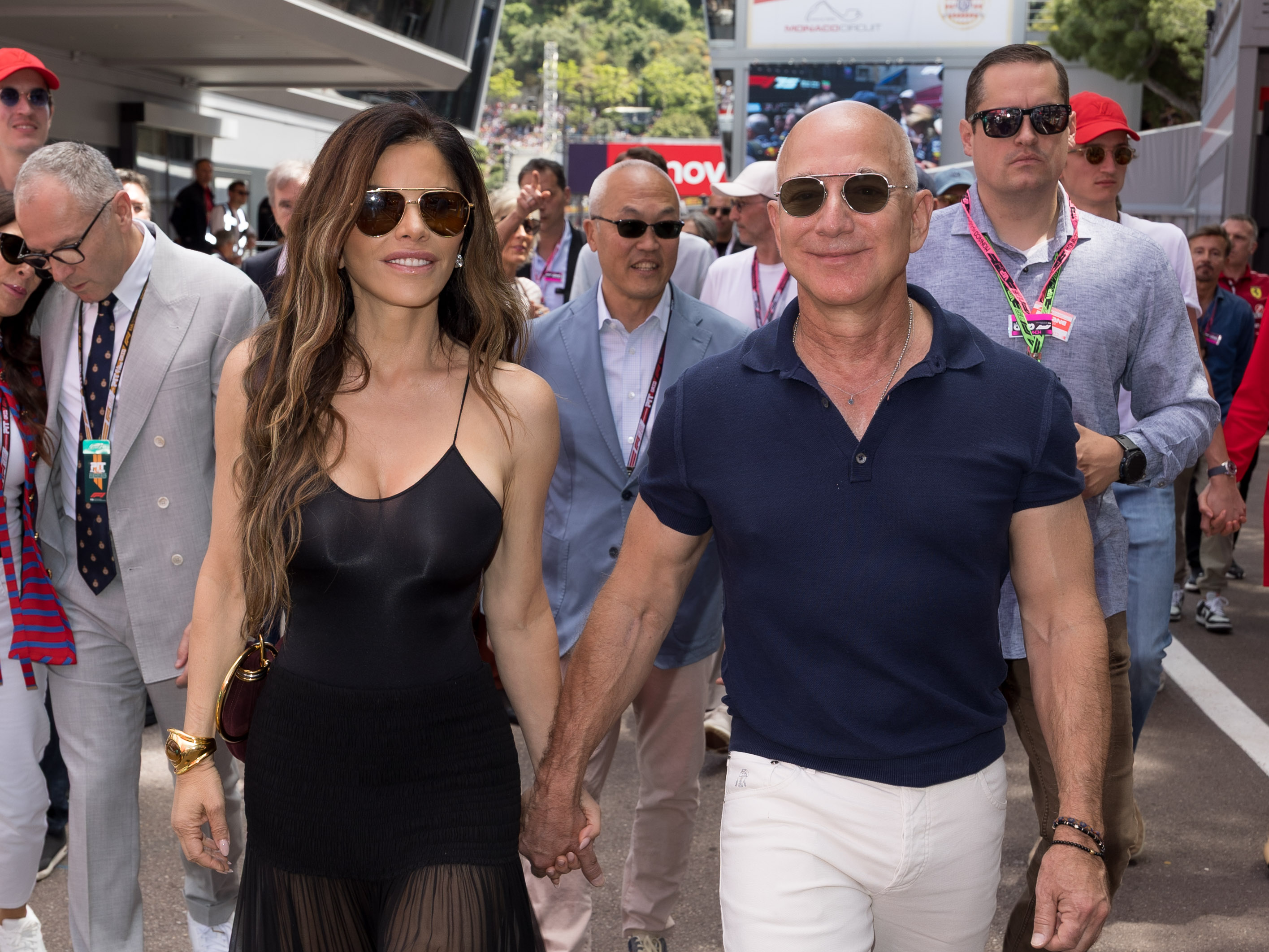 Lauren Sanchez and Jeff Bezos walk hand-in-hand at the F1 Grand Prix of Monaco, held in Monte Carlo on May 25, 2025 | Source: Getty Images