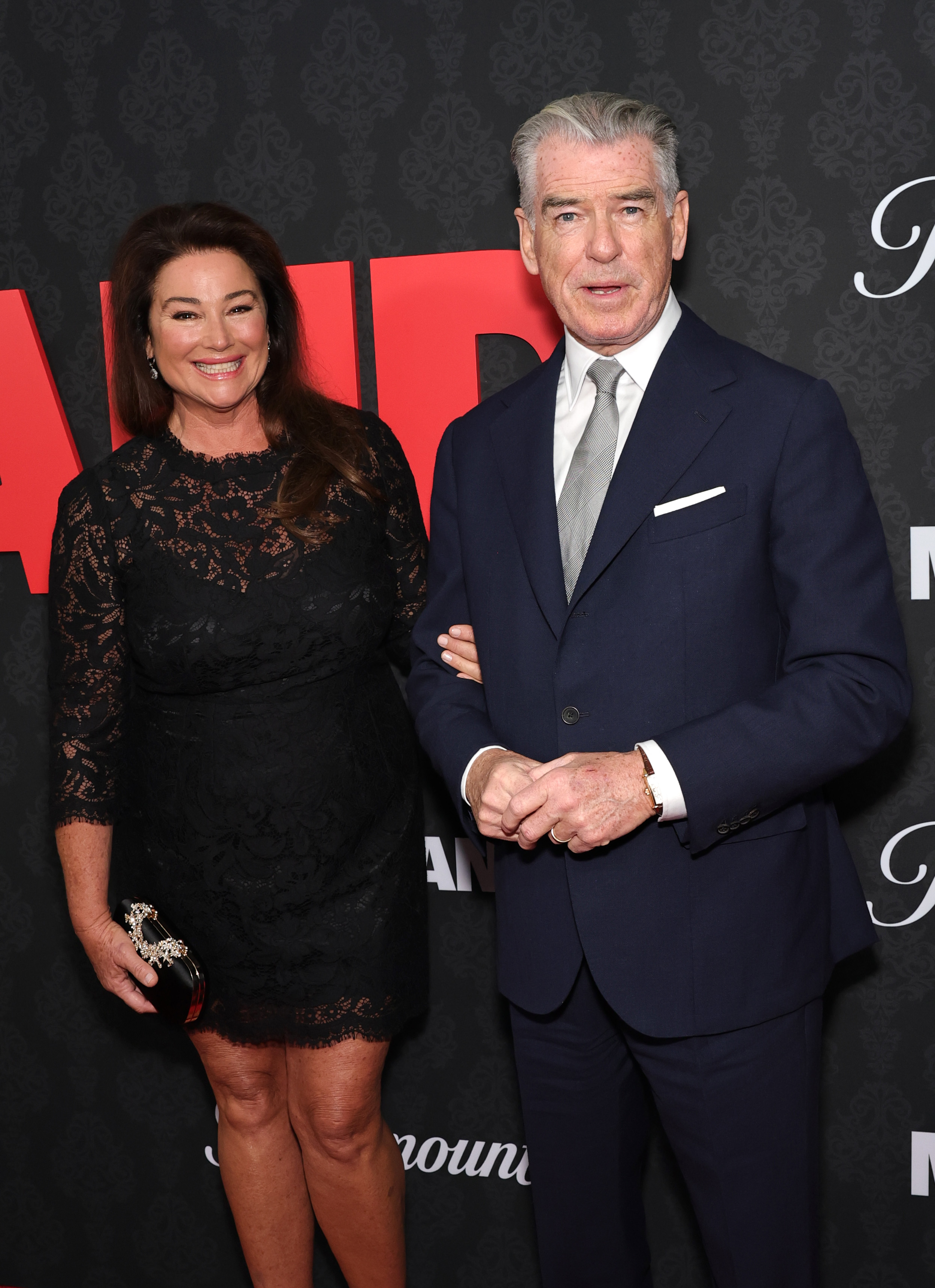 Keely Shaye Smith and Pierce Brosnan pictured at the New York premiere of "MobLand," 2025 | Source: Getty Images