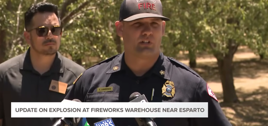Esparto Fire Chief Curtis Lawrence provides an update following the explosion, posted on July 2, 2025 | Source: YouTube/ABC10