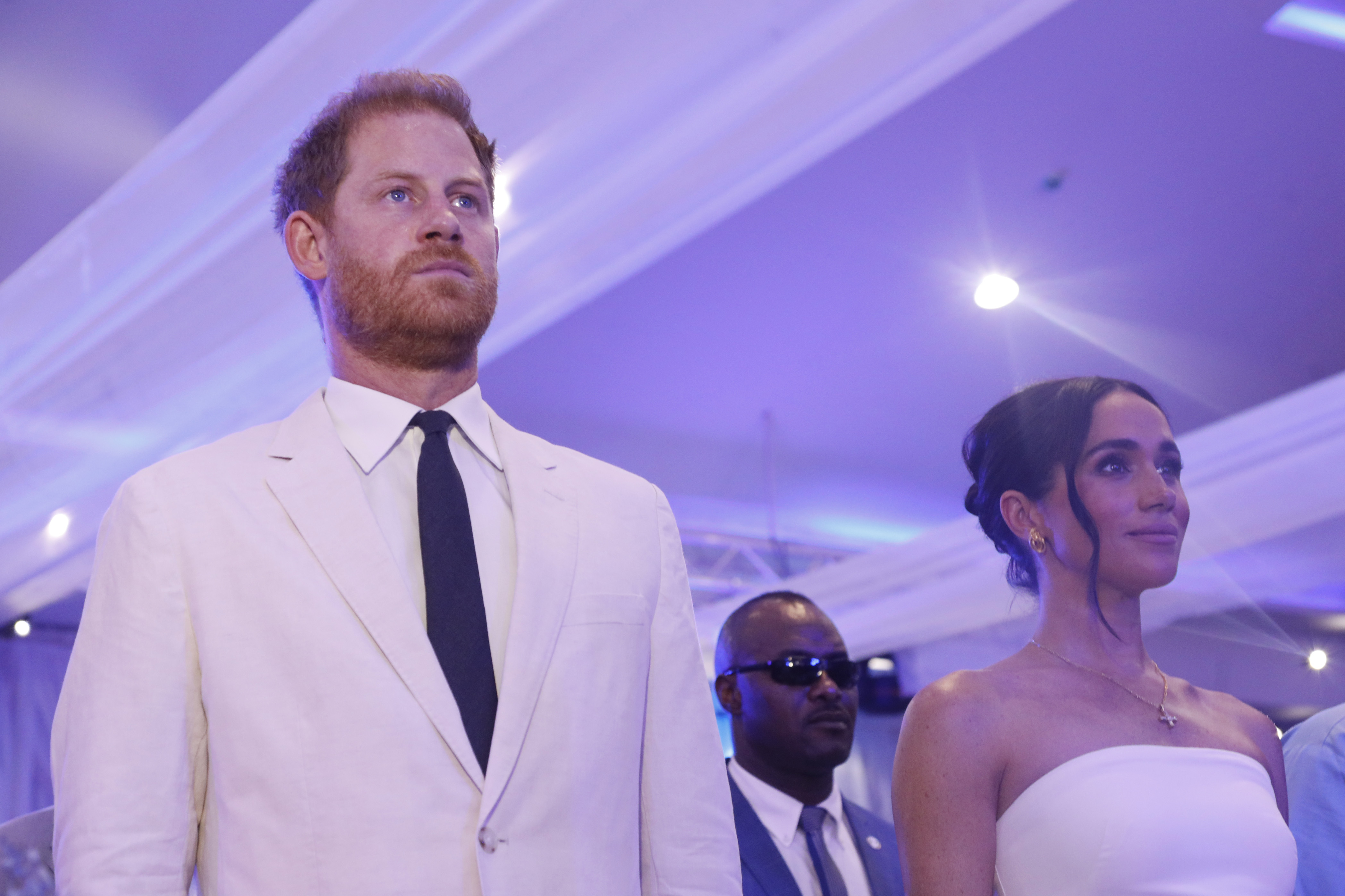 Prince Harry and Meghan Markle are seen at a reception at Officers' Mess on May 11, 2024, in Abuja, Nigeria | Source: Getty Images