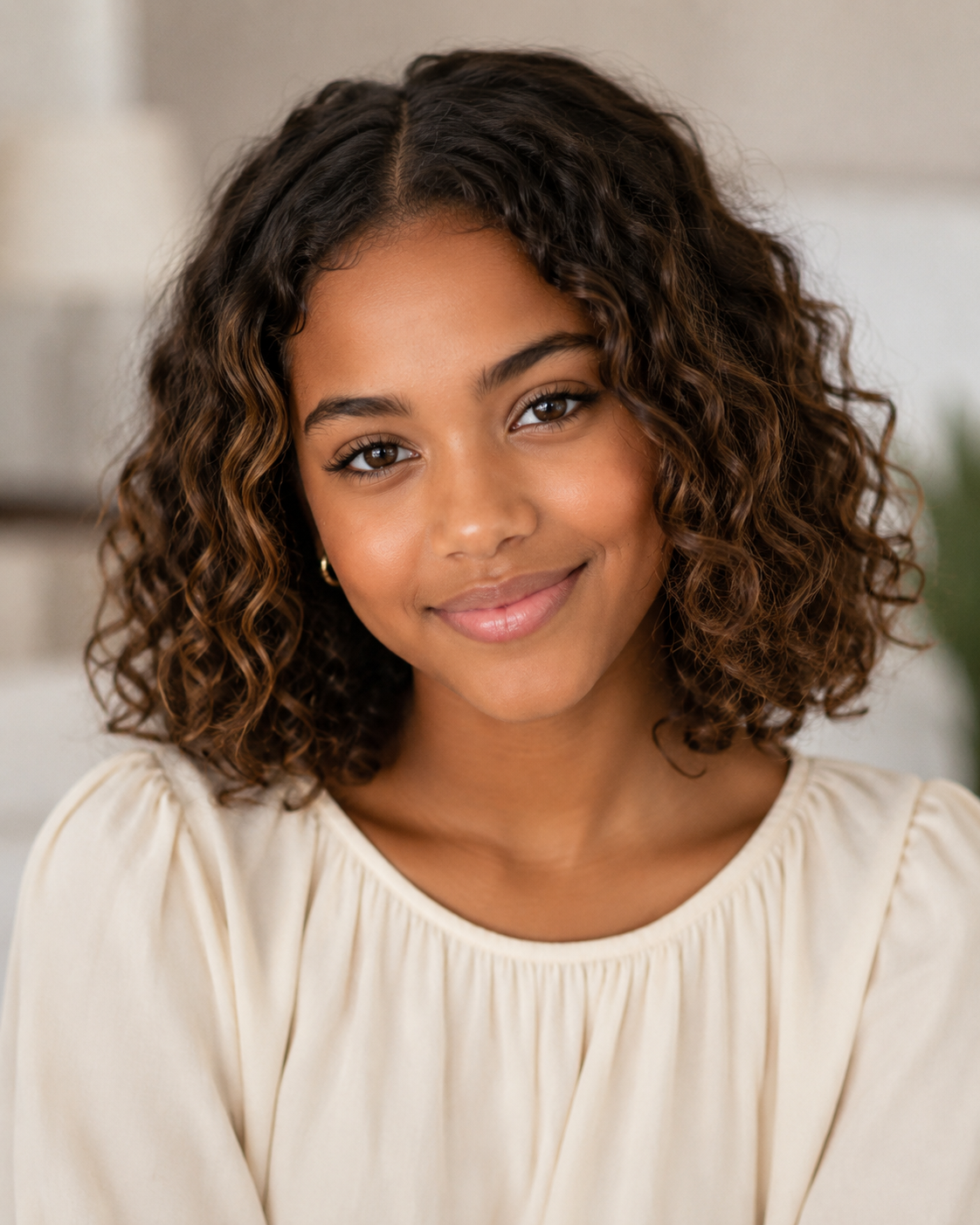 In another fictional rendering, AI pictured what an older daughter could hypothetically look like, with shorter curls and more mature features. It is a fun "what if," but not a prediction, photograph or representation of a real person. | Source: ChatGPT