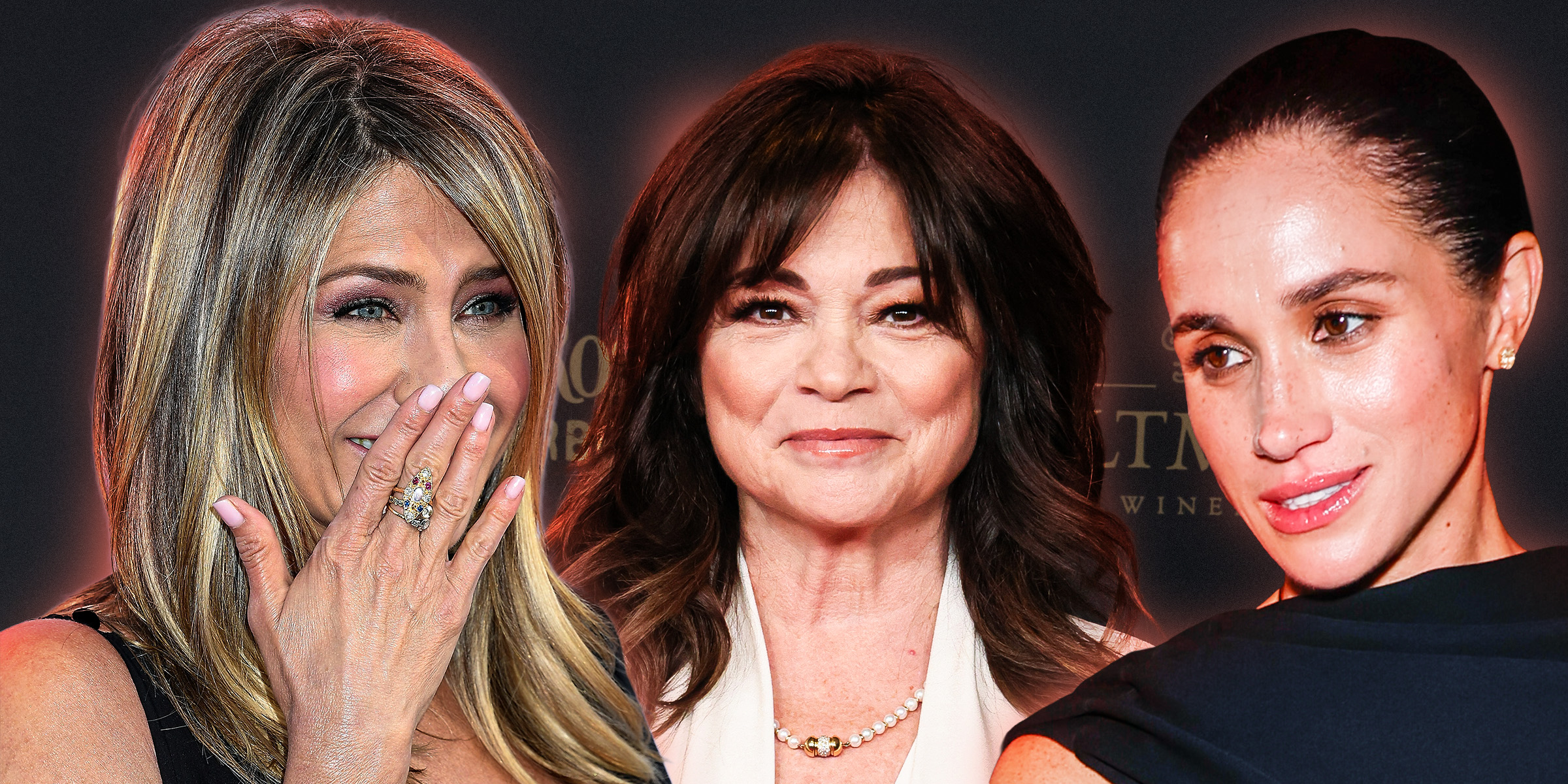 Jennifer Aniston, Valerie Bertinelli, and Meghan Markle | Source: Getty Images