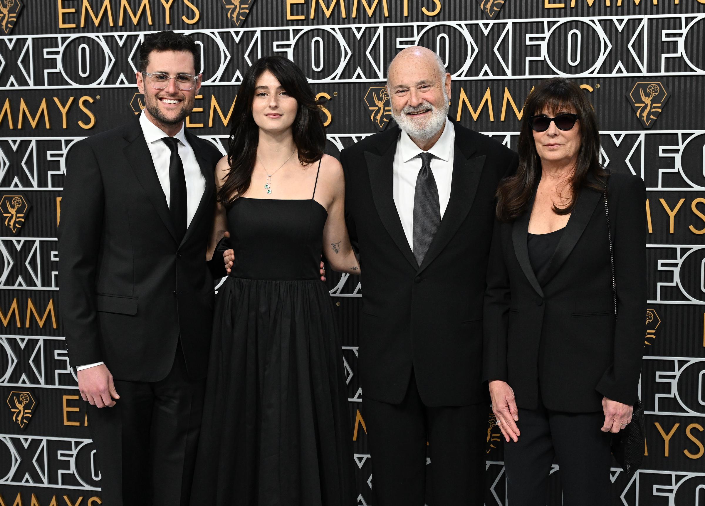 Jake, Romy, Rob and Michele Reiner attended the 75th Primetime Emmy Awards together on January 15, 2024. Jake later wrote that his parents' marriage shaped his own idea of a successful relationship and described them as central figures in his life. | Source: Getty Images