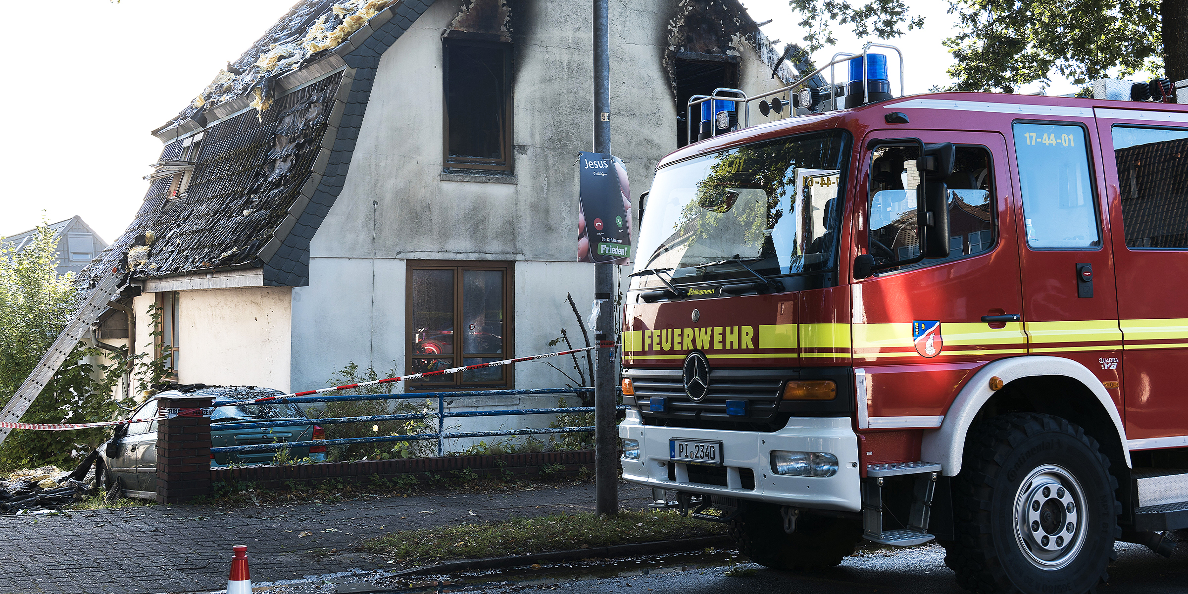 Photo of the burnt house at the scene of the incident | Source: Getty Images