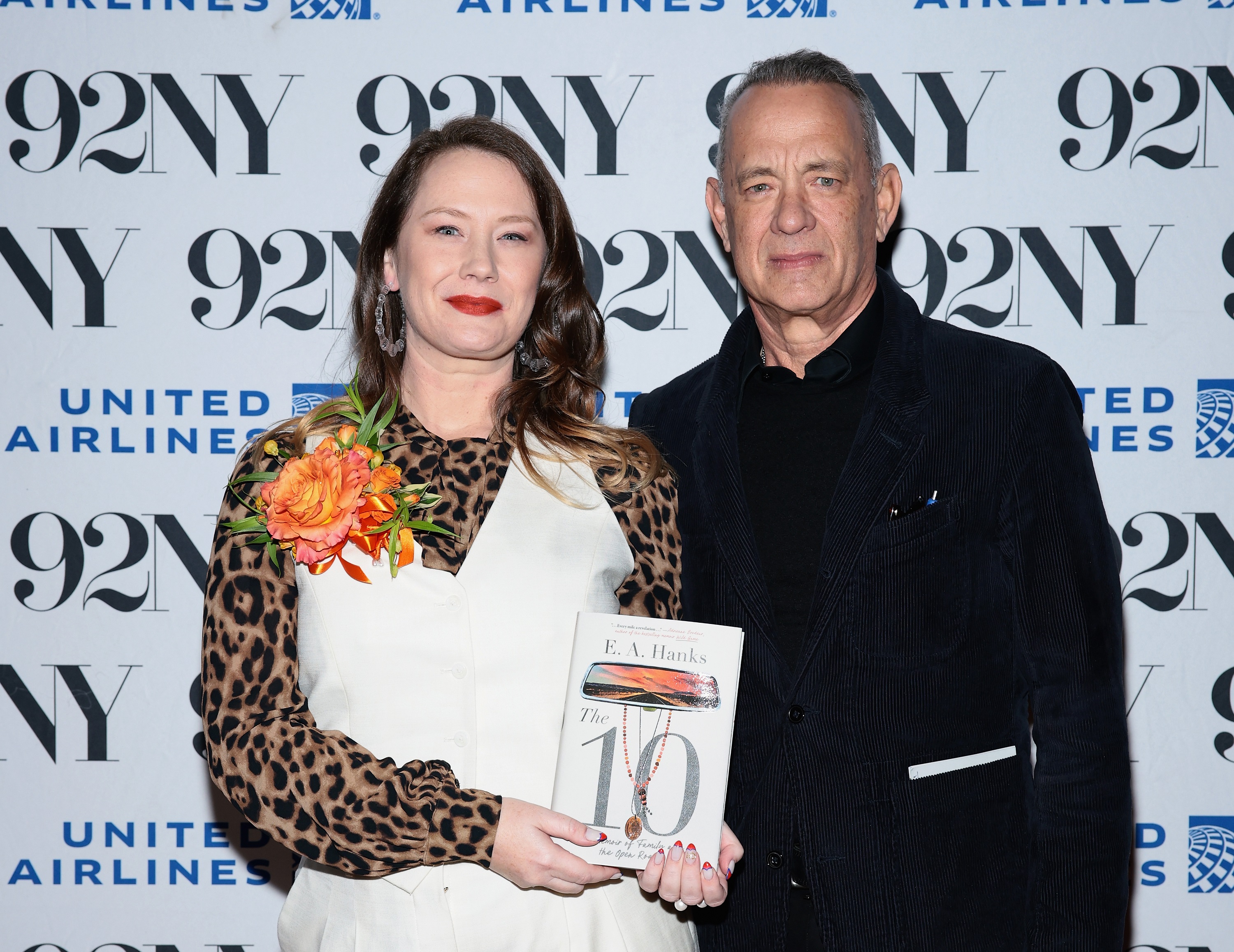 E.A. Hanks and Tom Hanks discuss her new book "The 10: A Memoir Of Family And The Open Road" at 92NY on April 8, 2025, in New York City | Source: Getty Images