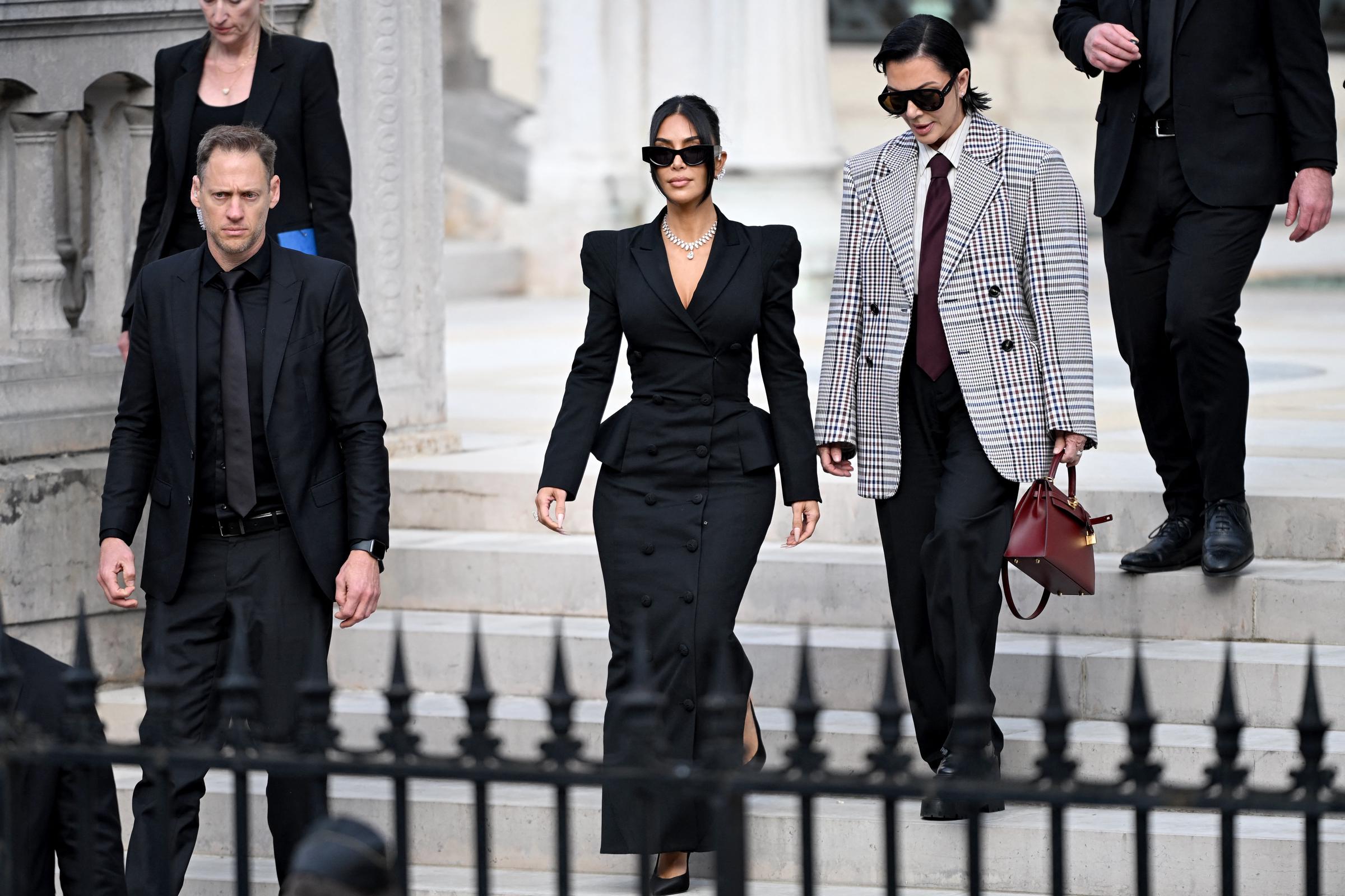 Kim Kardashian and Kris Jenner leave the Assize Court in Paris, on May 13, 2025 | Source: Getty Images