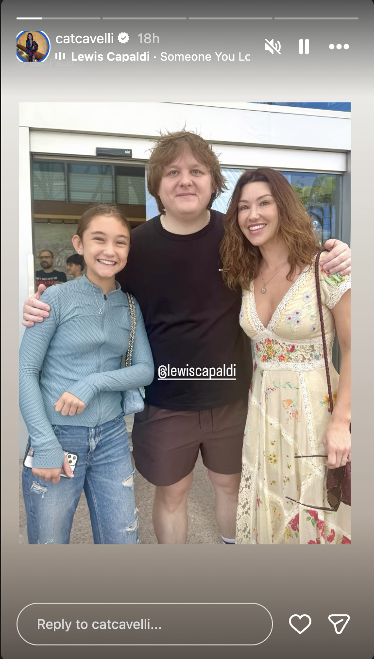 Ada Law, Lewis Capaldi, and Catherine Harding, seen in Harding's Instagram Stories | Source: Instagram/catcavelli