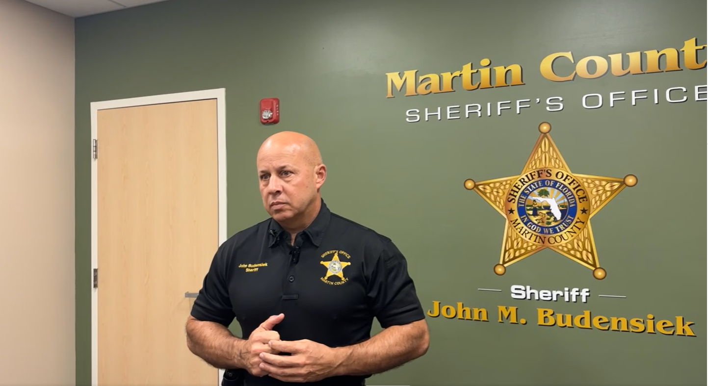 Martin County Sheriff John Budensiek speaks during a Sept. 22 press conference about Jennifer Eckhart's death, sharing details about the investigation and her recent mental health history. | Source: Facebook/TCPalm