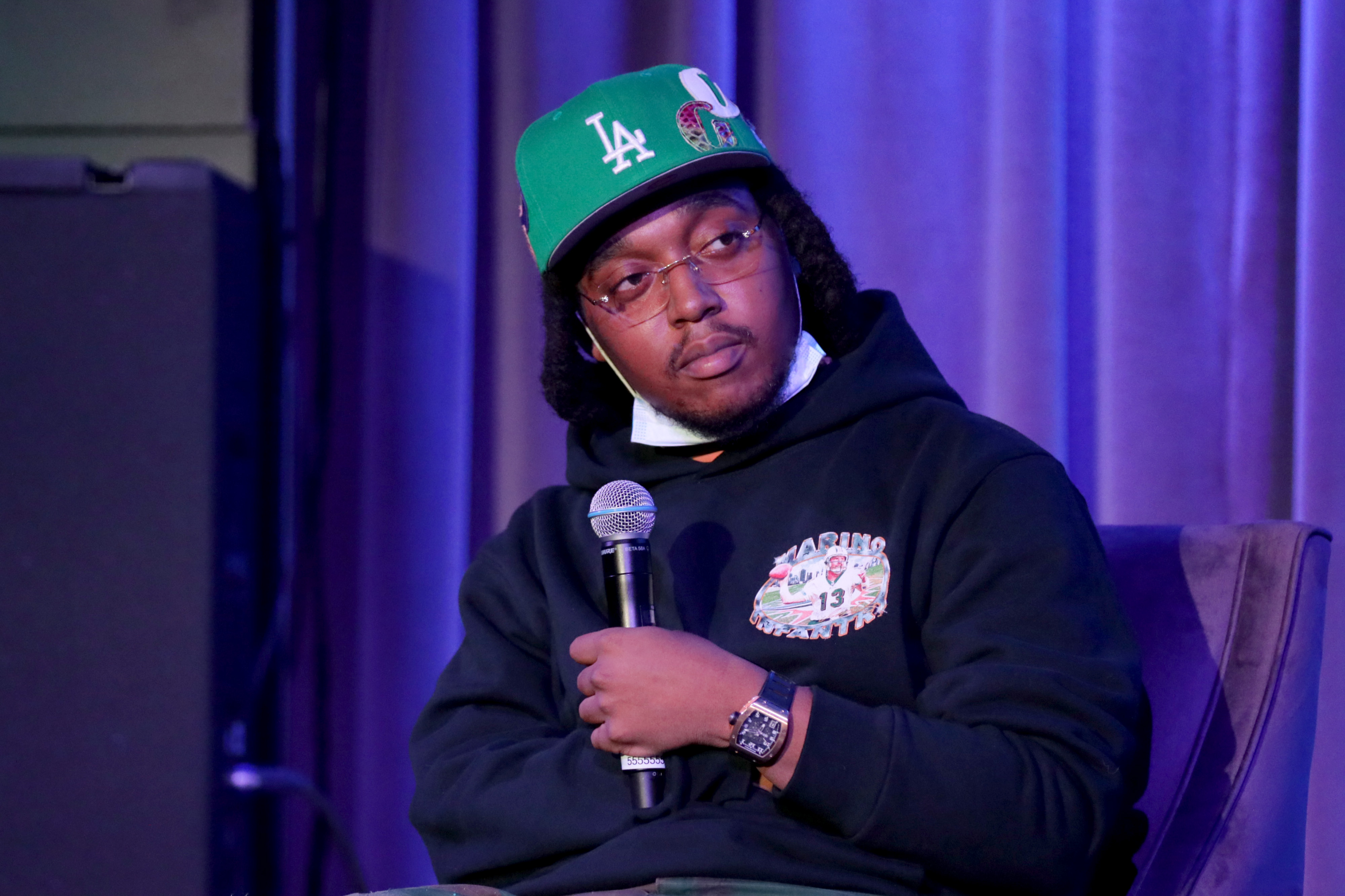 Takeoff speaks onstage at the Grammy Museum in Los Angeles, California onSeptember 22, 2021 | Source: Getty Images