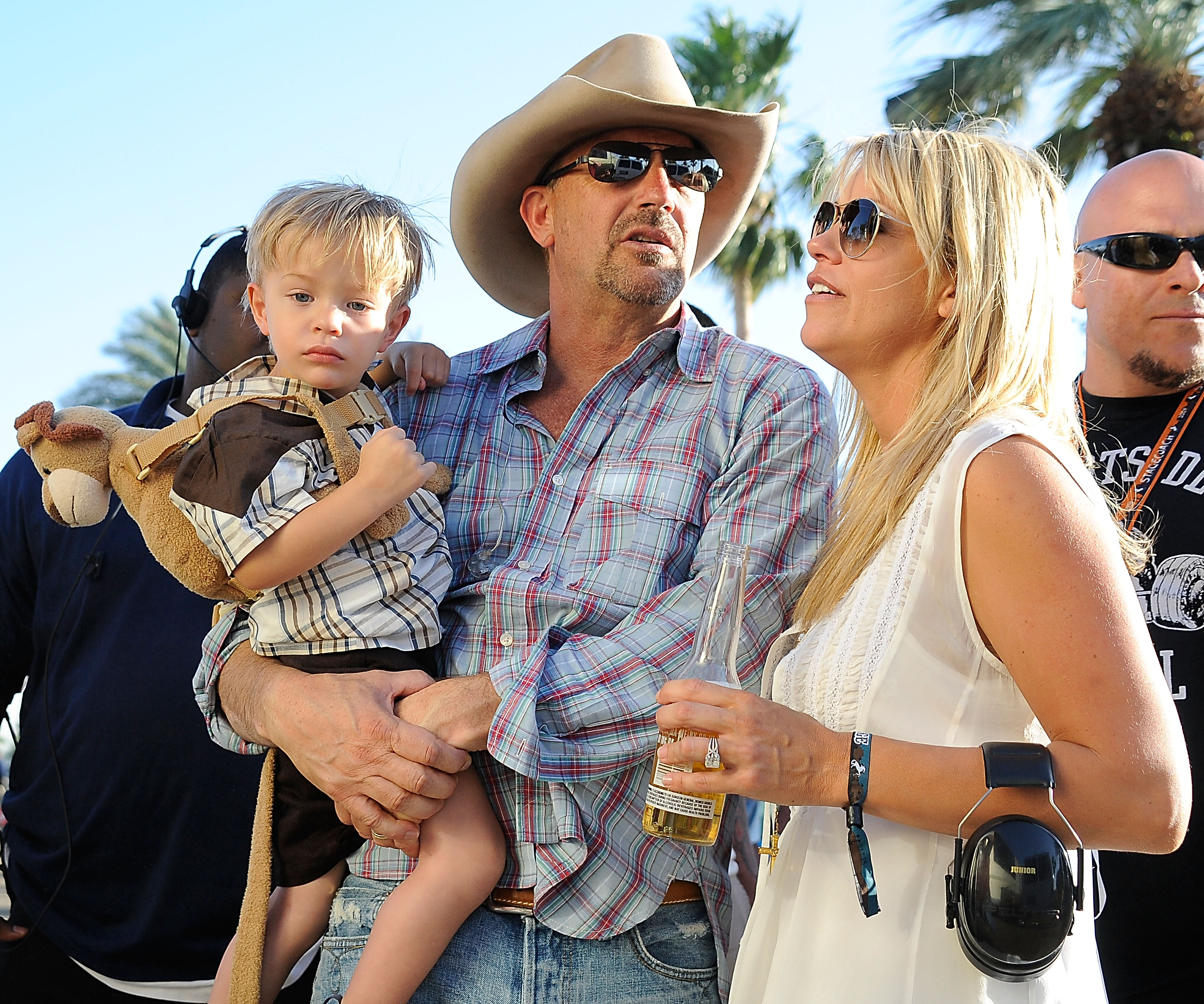 Kevin Costner and Christine Baumgartner attend the Stagecoach Country Music Festival with their son, Cayden Wyatt Costner, at the Empire Polo Club in Indio, California, on April 25, 2009. By that stage, they had embraced family life after welcoming their first child together, with their growing family becoming the center of their lives.