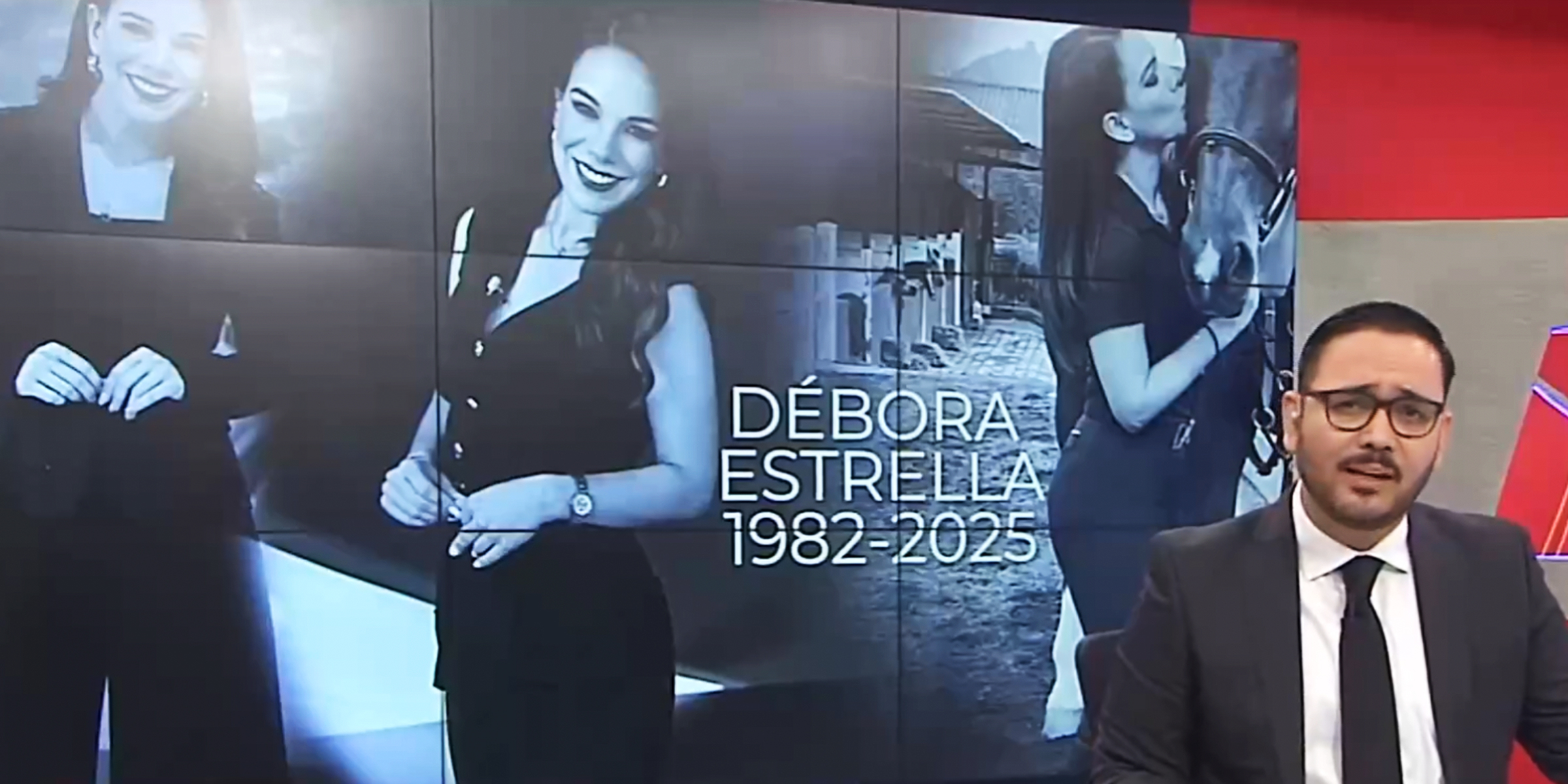 José Luis García in front of a screen showing the late Débora Estrella | Source: x.com/TODUPNews