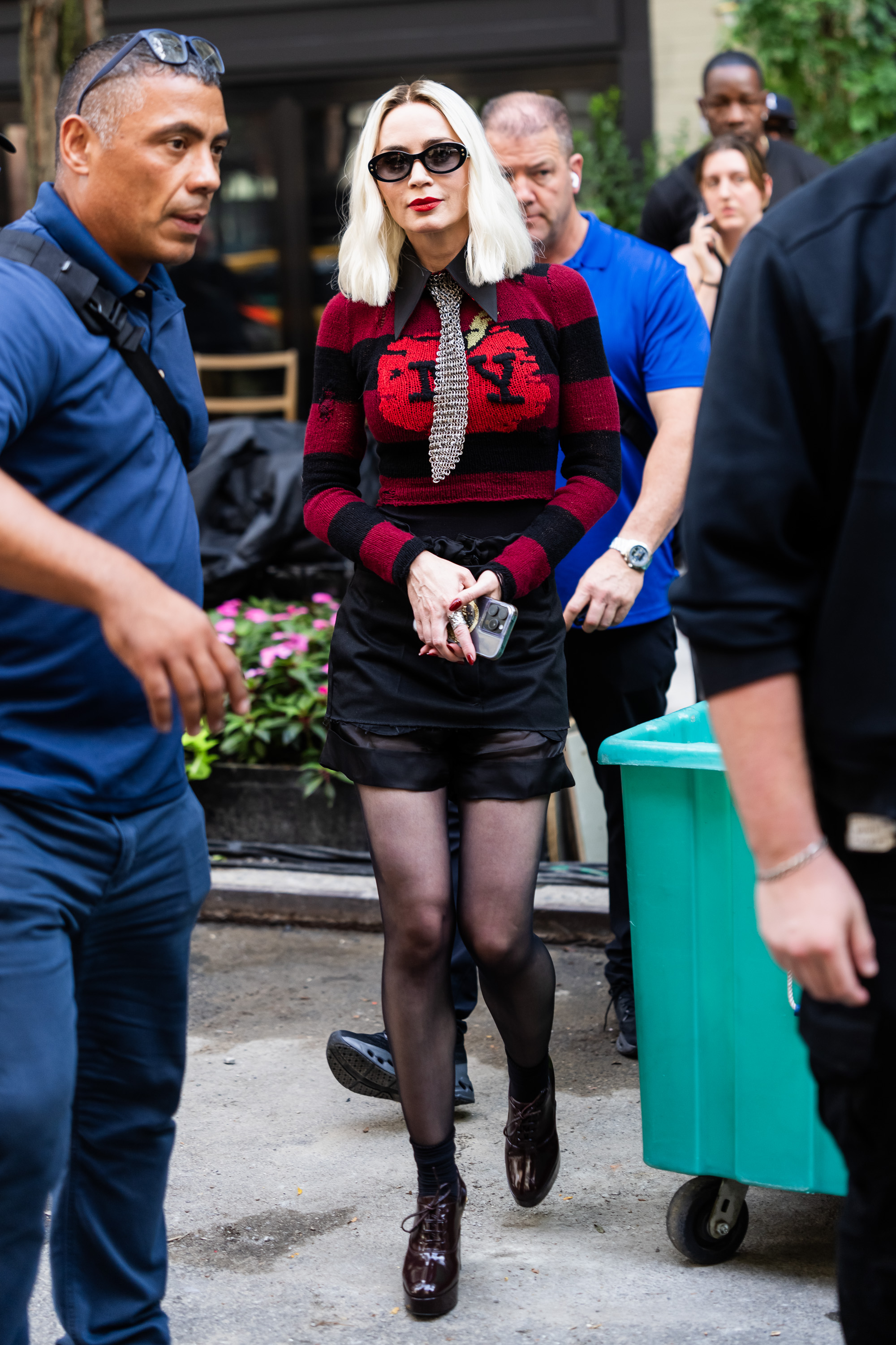 Emily Blunt is seen on the set of 'The Devil Wears Prada 2' in the Upper East Side in New York City on August 14, 2025 | Source: Getty Images