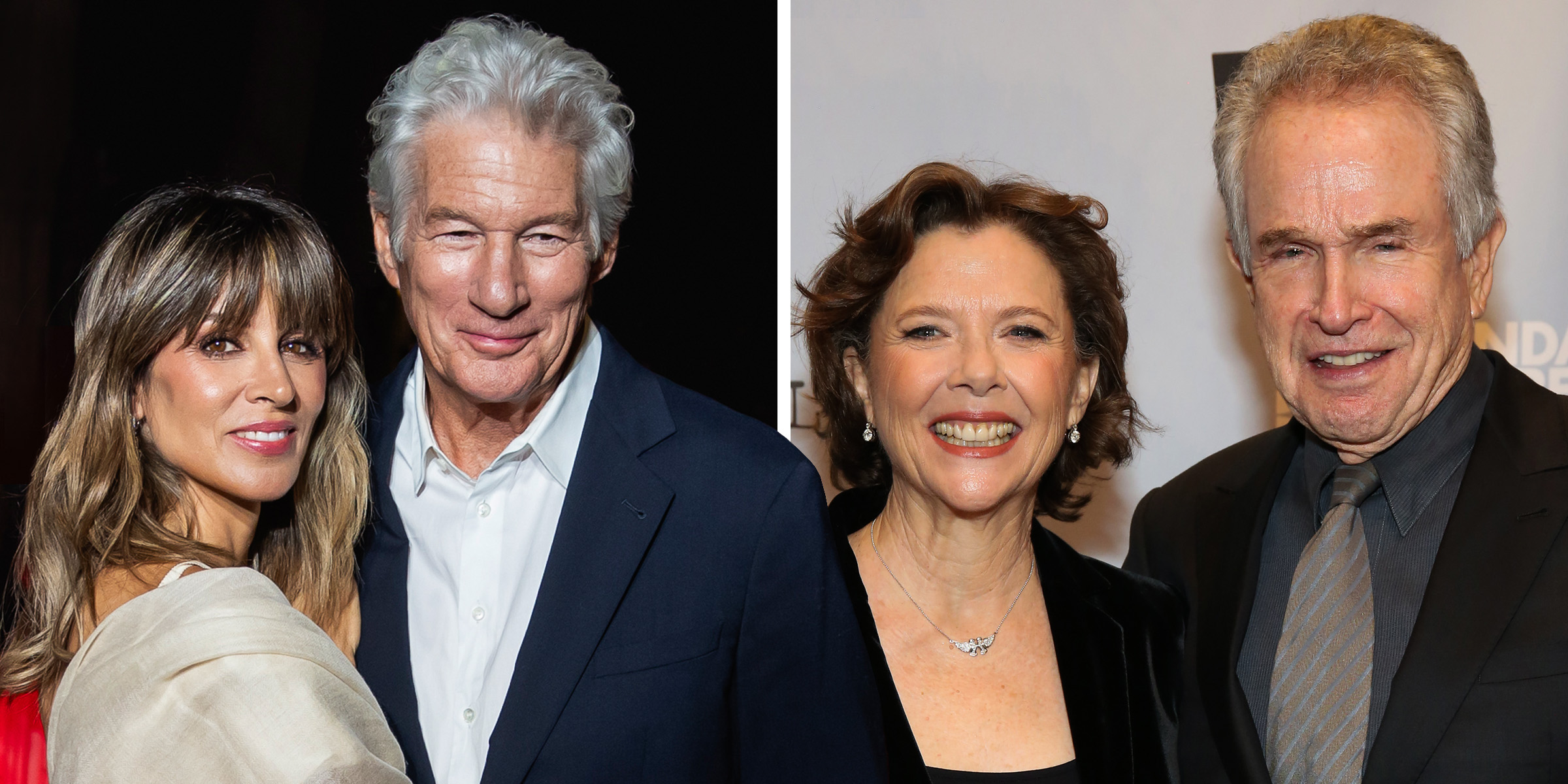 Richard Gere and Alejandra Silva | Warren Beatty and Annette Bening | Source: Getty Images