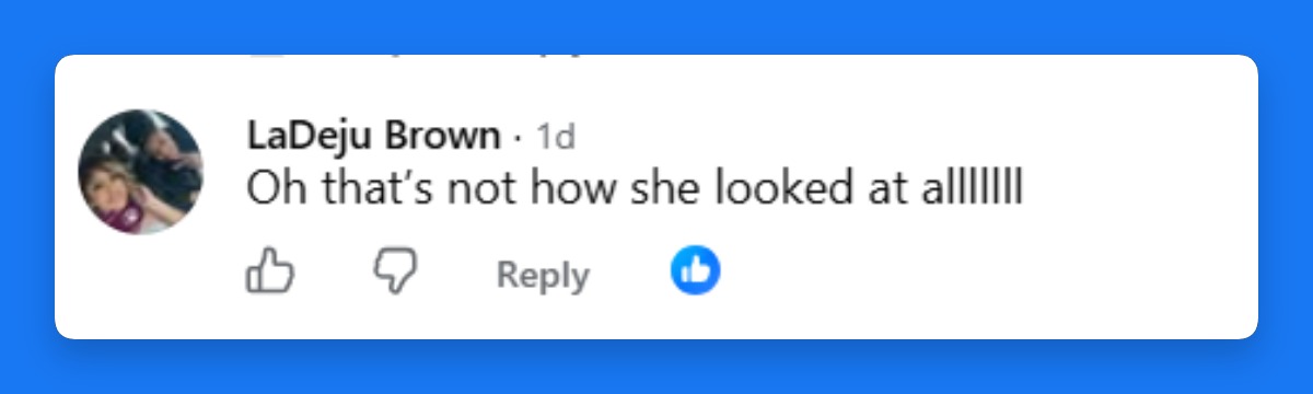 The sighting quickly sparked reactions online, with one viewer questioning whether Williams looked the way she was portrayed in the initial reports. | Source: Facebook/Angela Yee