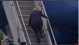 Donald Trump stumbling on the steps to the plane. | Source: Instagram/tmz_tv