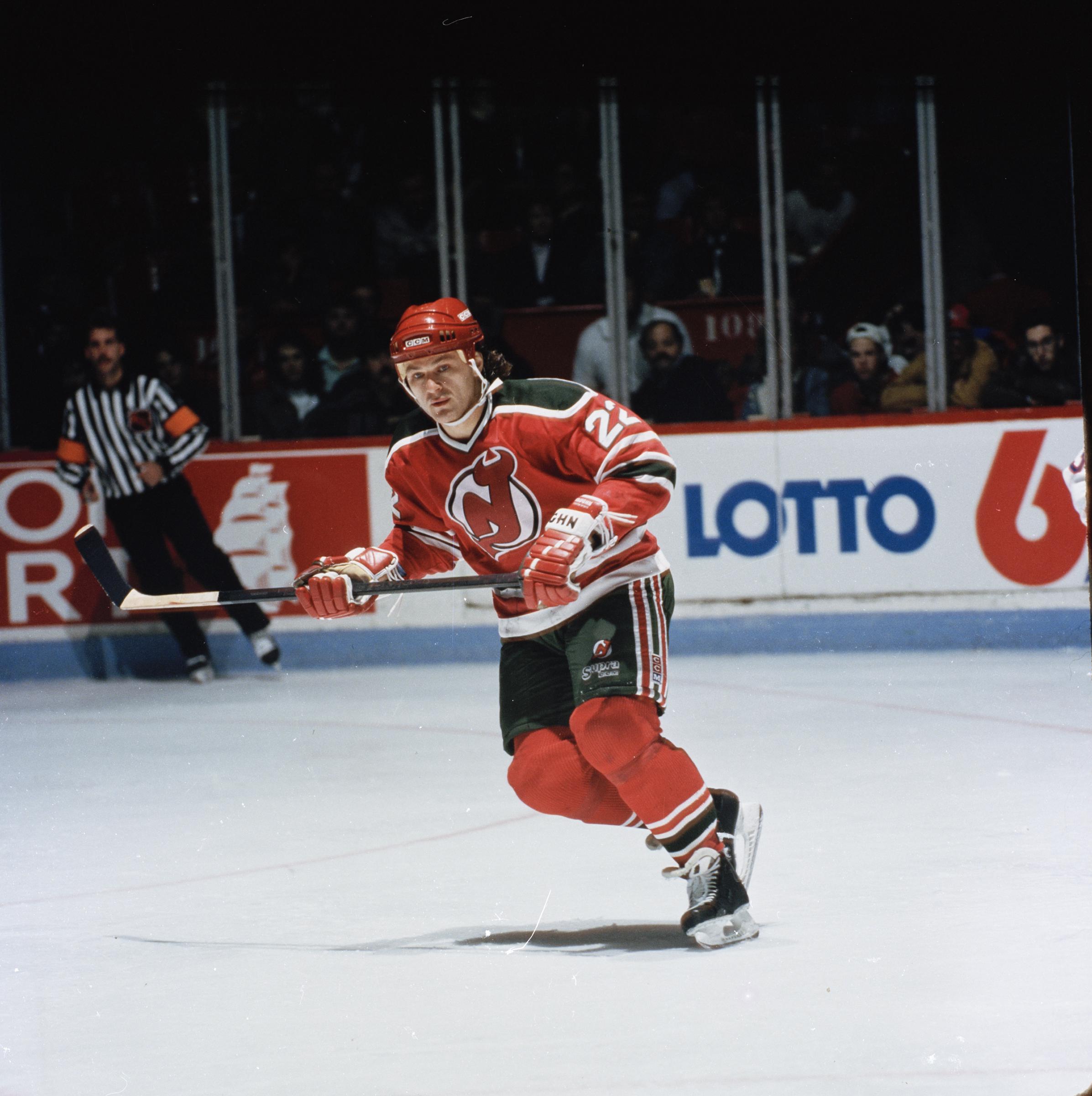 Claude Lemieux #22 of the New Jersey Devils skates against the Montreal Canadiens at the Montreal Forum in Montreal, Quebec, Circa 1990. | Source: Getty Images