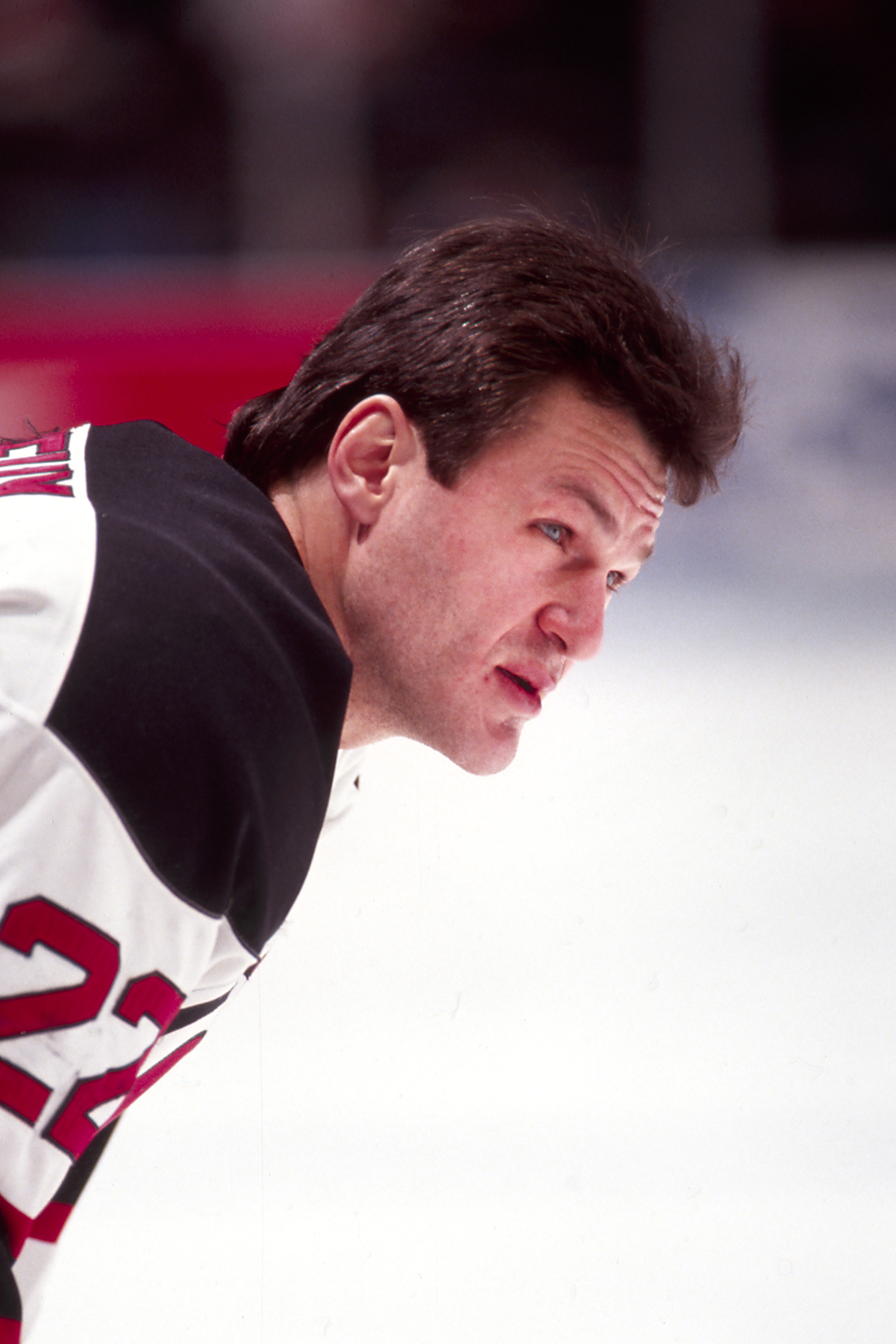 Forward Claude Lemieux #22 of the NJ Devils during the pregame warm ups prior to the game against the New York Islanders at the Meadowlands Arena ,East Rutherford, NJ, United States on January 16,1993 . | Source: Getty Images