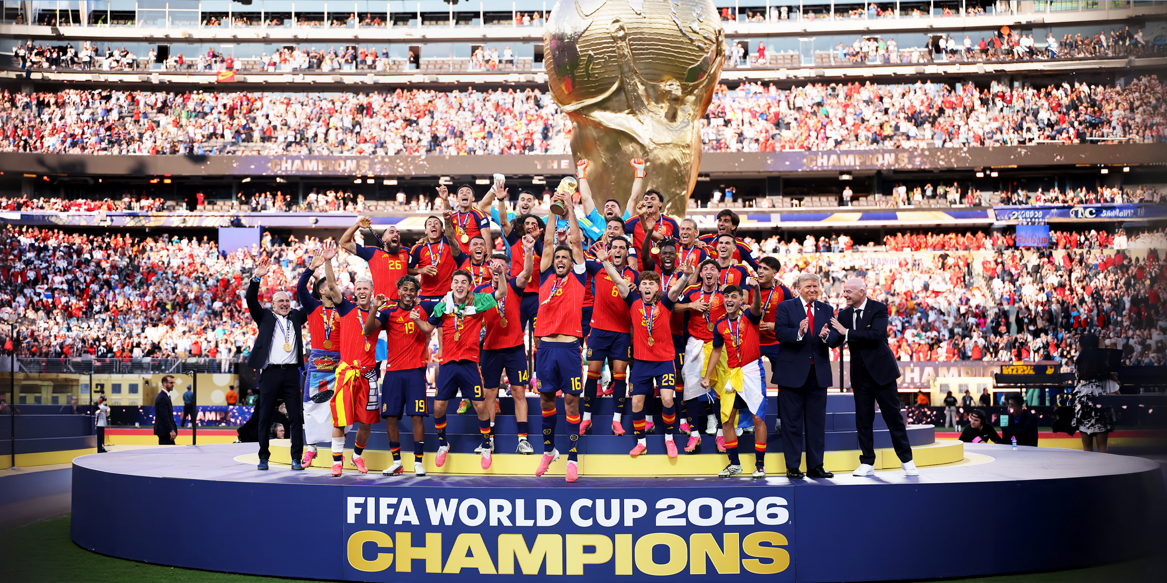 Spain lifts the FIFA World Cup Winner's Trophy | Source: Getty Images