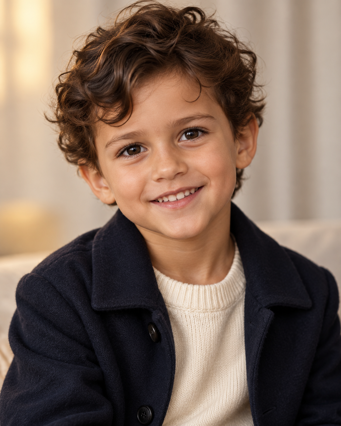 One AI-generated portrait imagines a young son with curly hair, bright eyes, and a broad smile. The child shown does not exist and is simply an artistic combination of features associated with Zendaya and Tom Holland. | Source: ChatGPT